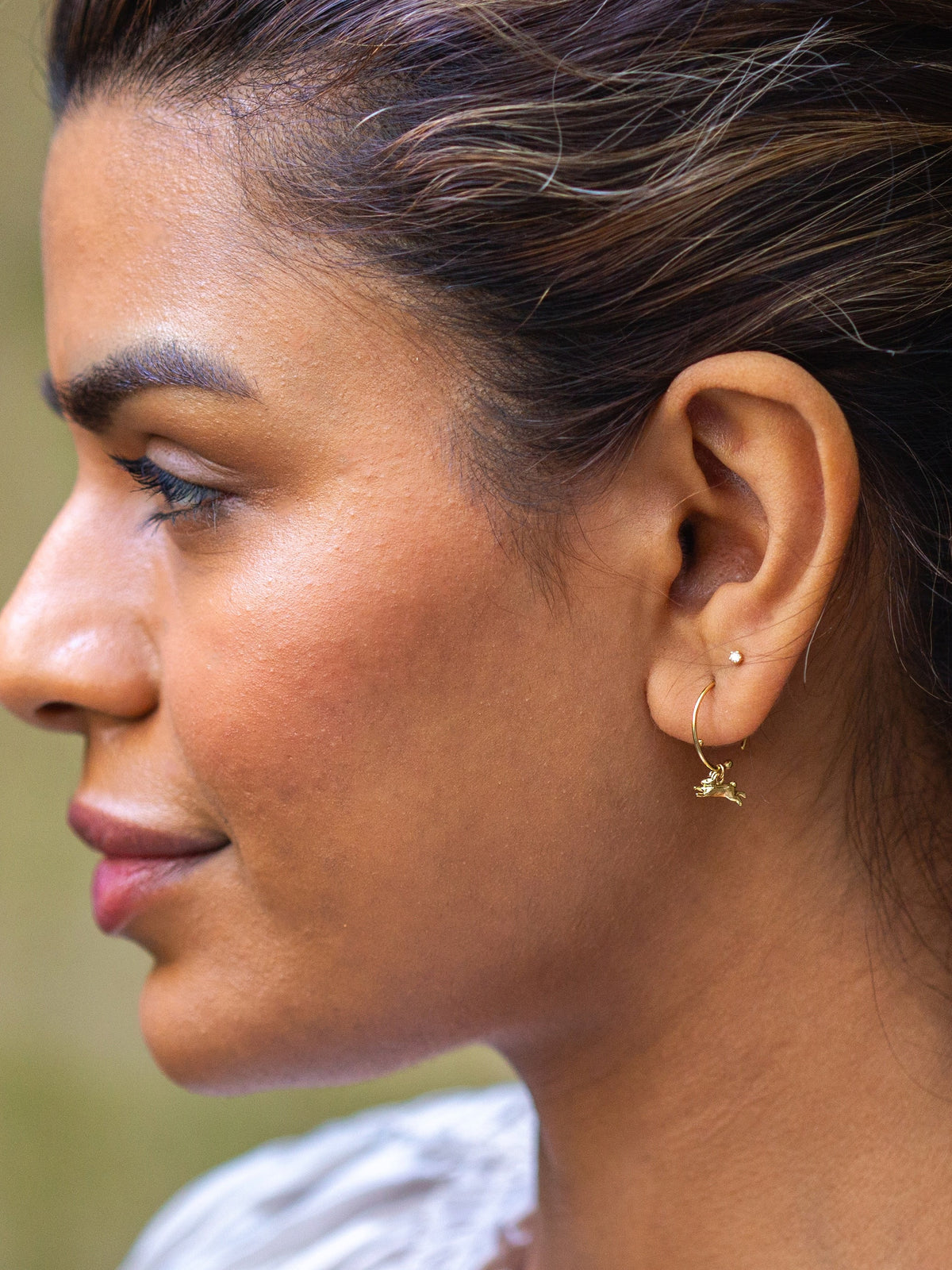 Teeny Tiny Leaping Rabbit Hoop Earrings
