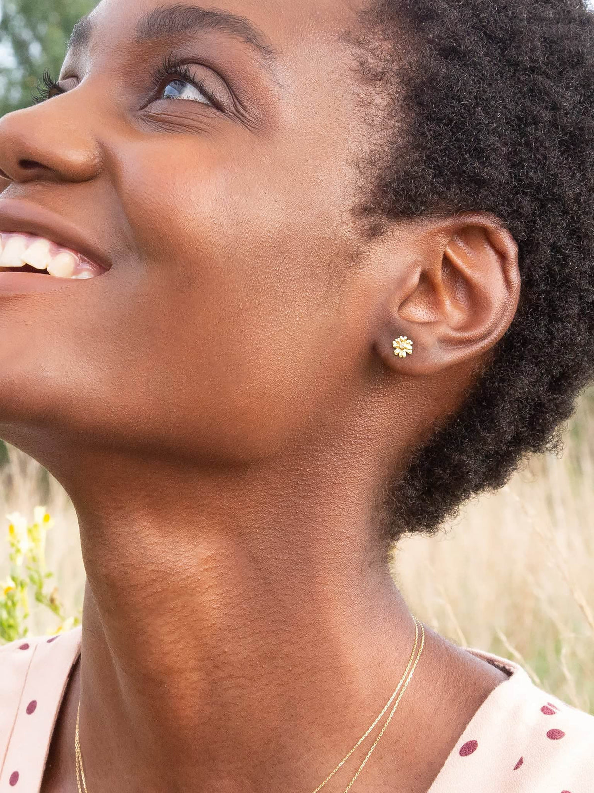Teeny Tiny Diamond Daisy Stud Earrings