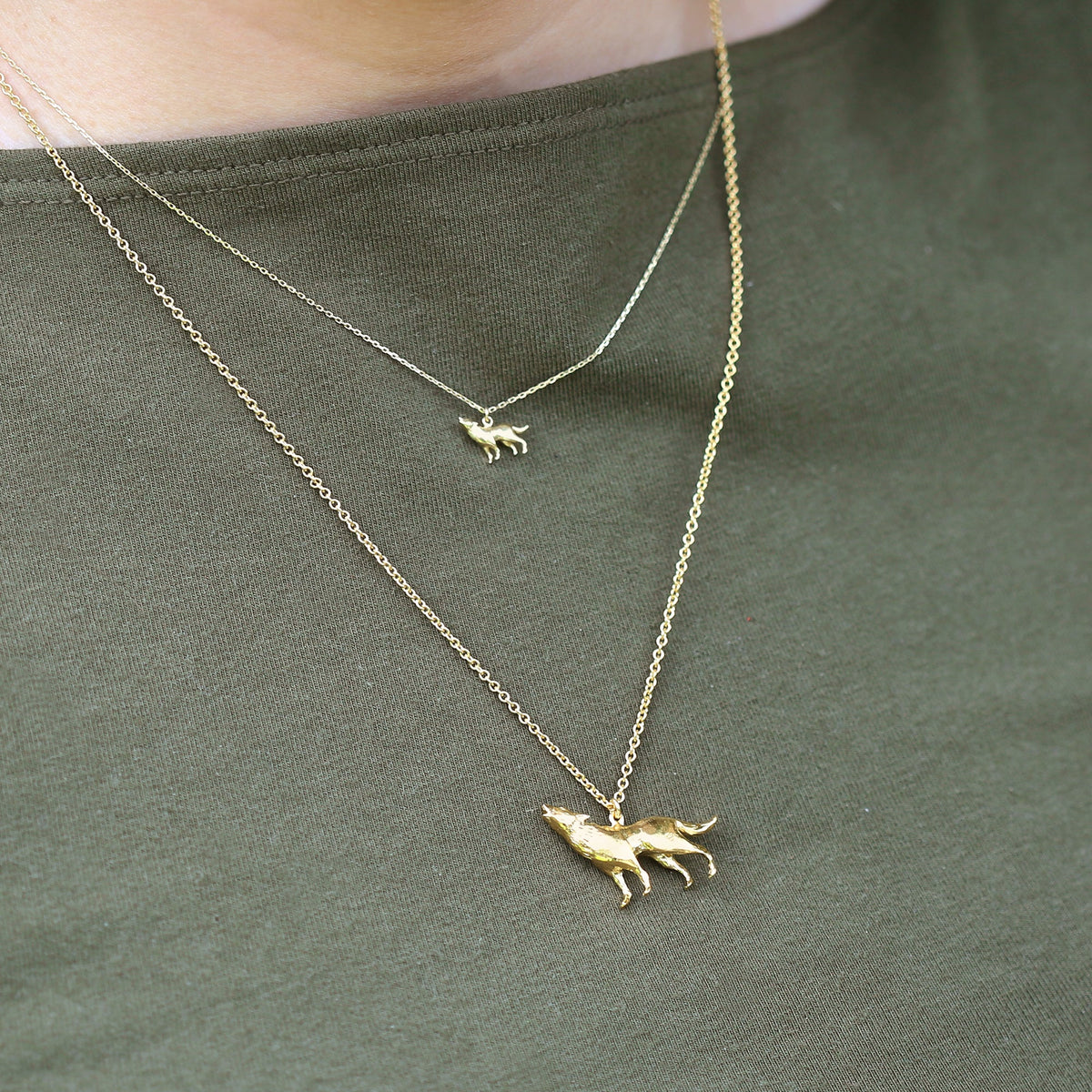 Teeny Tiny Howling Wolf Necklace