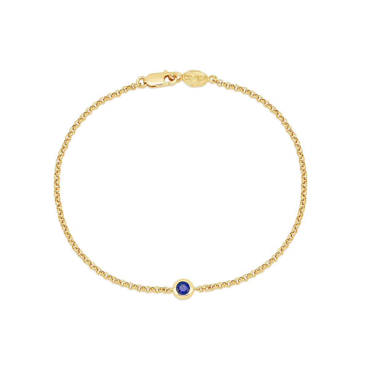 9k Round 3mm Sapphire Dewdrop Chain Bracelet