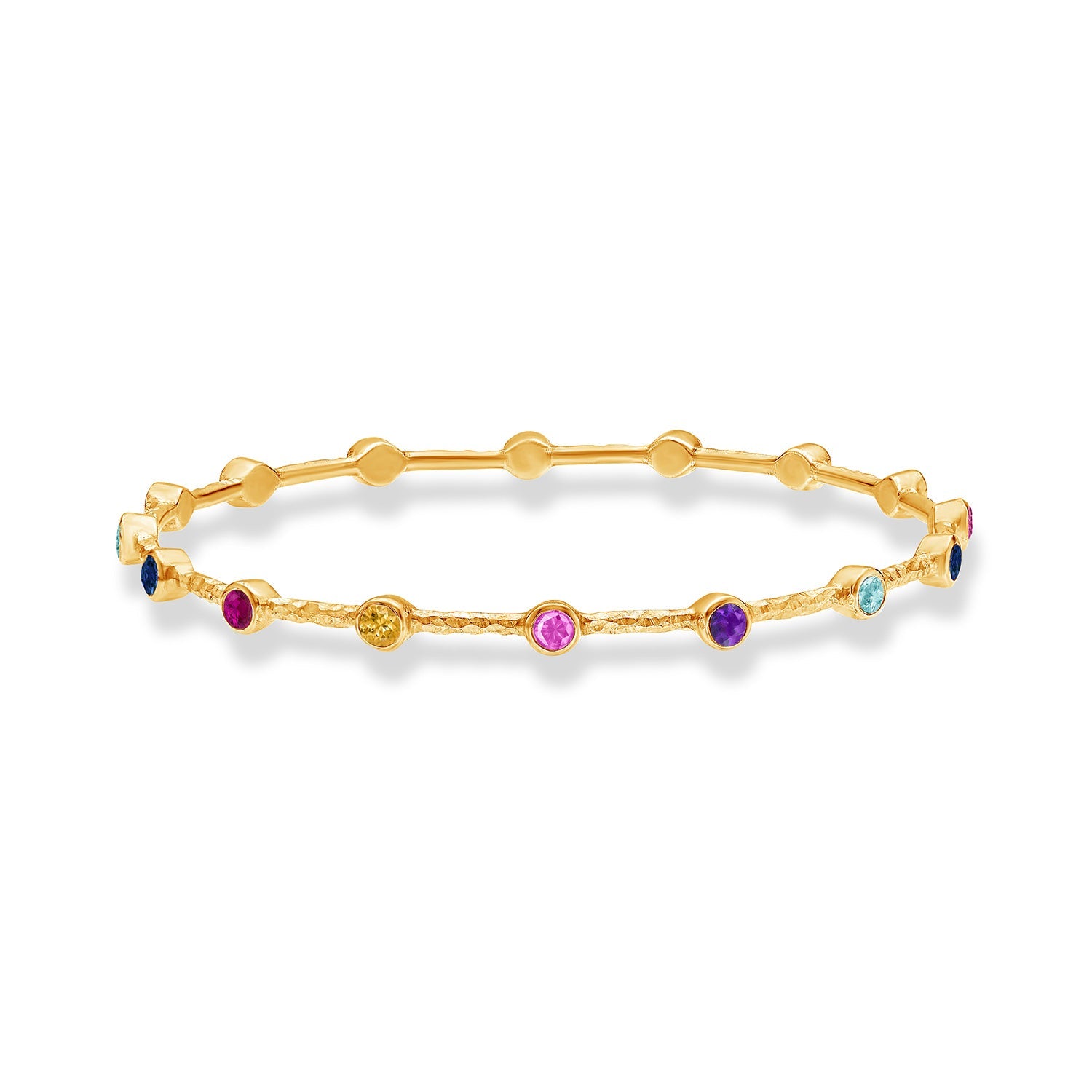 Round Multi-Coloured Gemstone Array Bangle