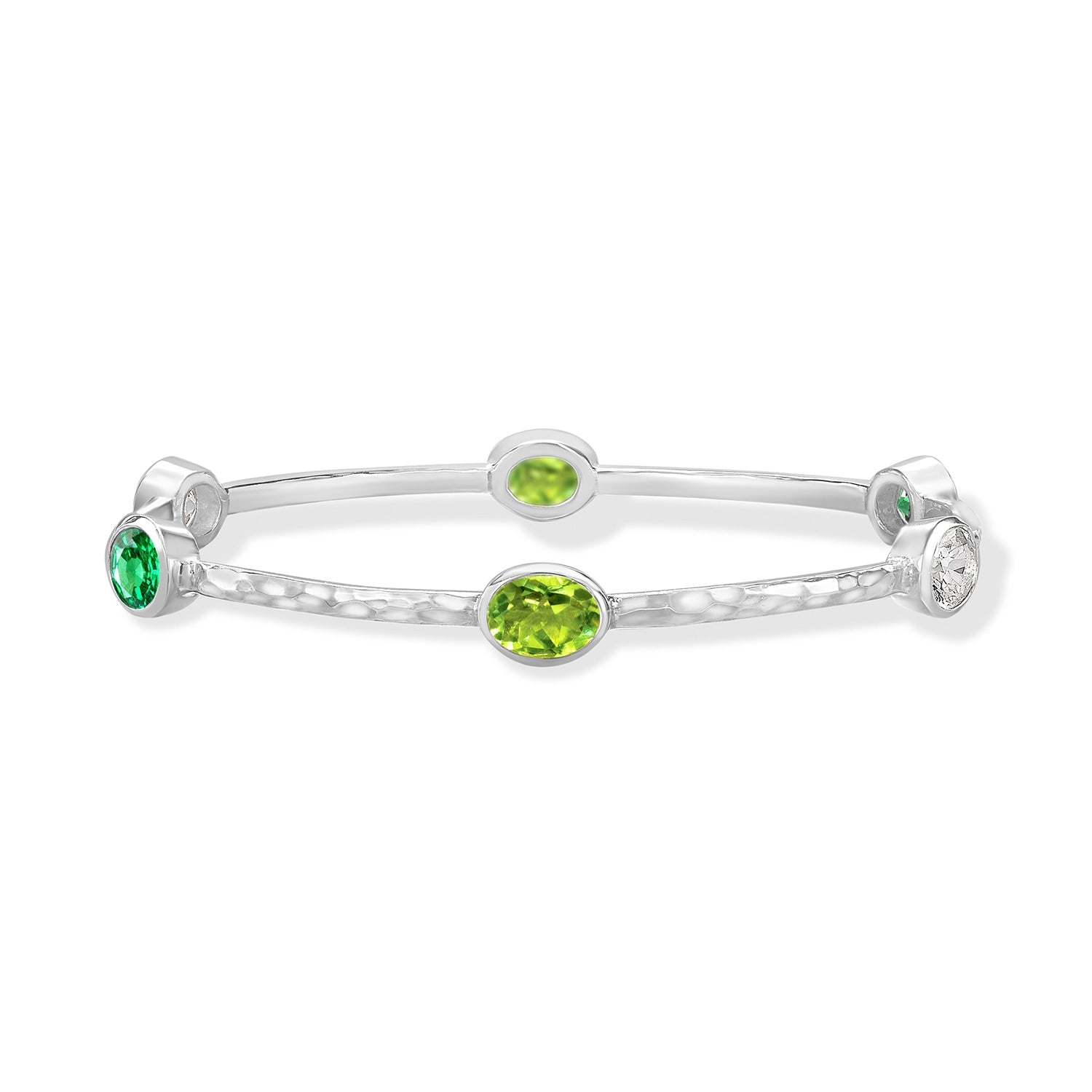 Oval Green Garnet, Peridot & Topaz Array Bangle