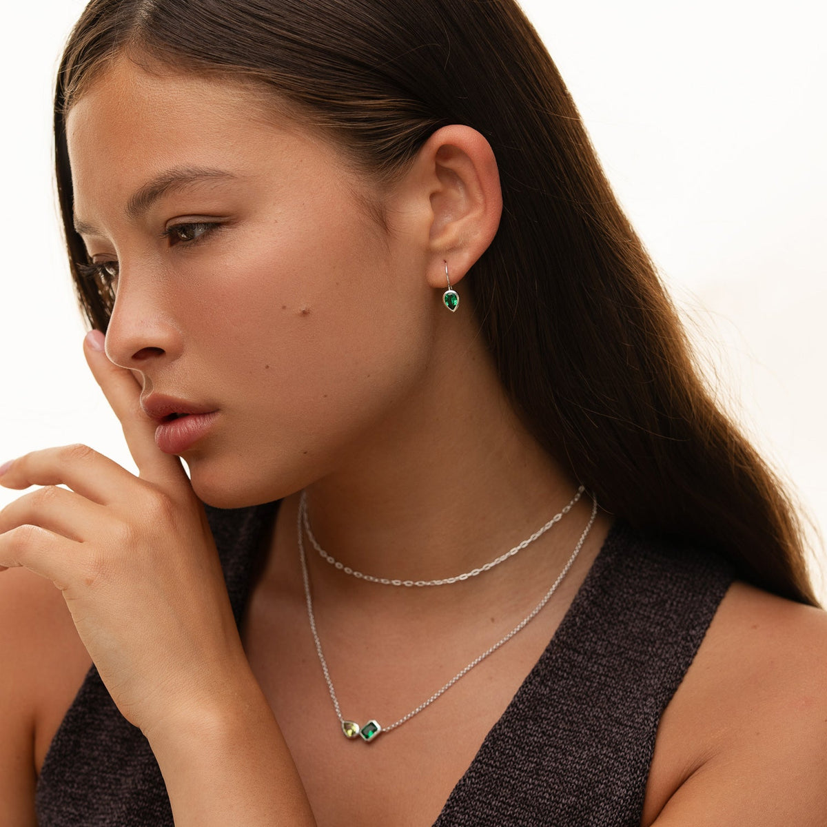 Pear Green Garnet Earrings