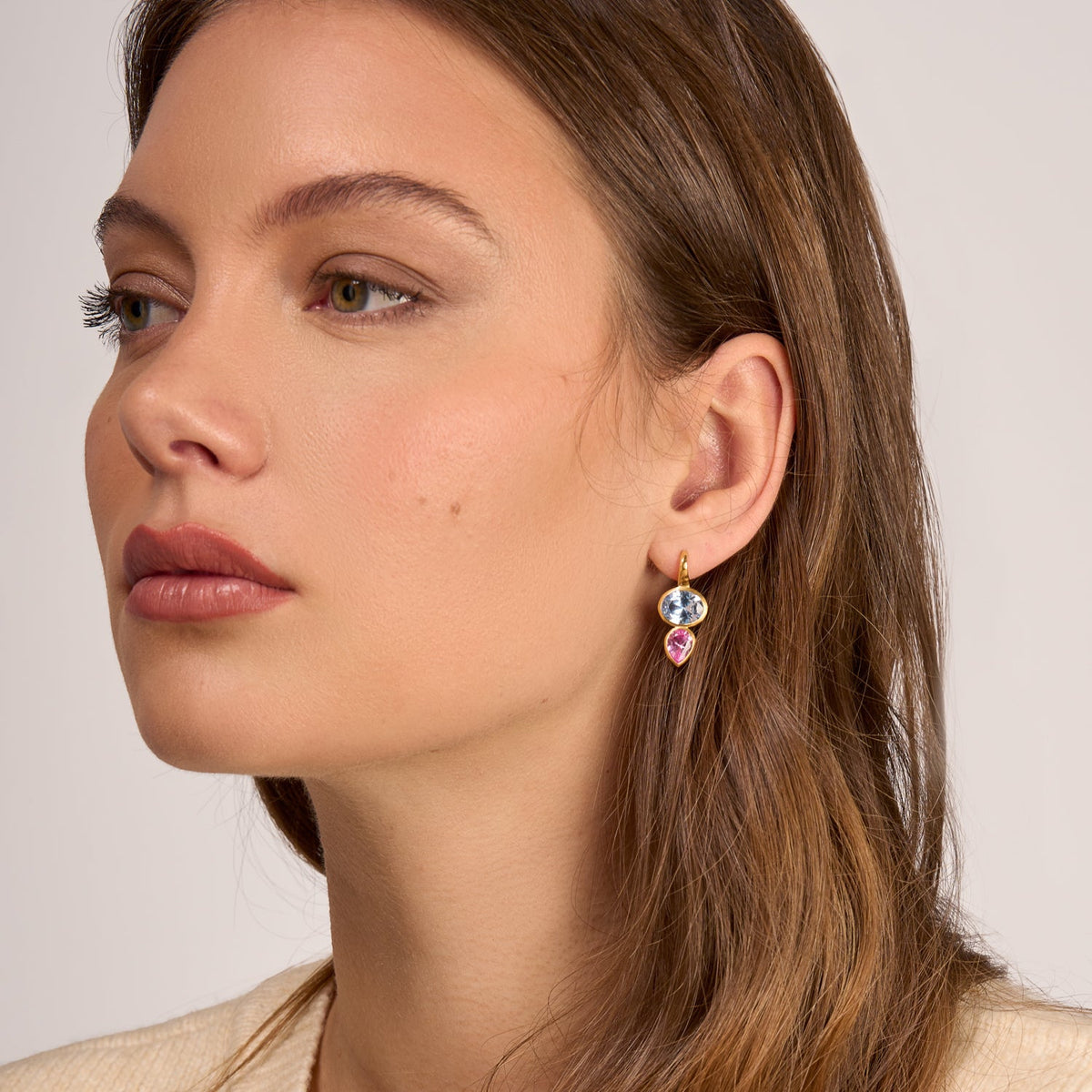 Blue & Pink Topaz Tutti Frutti Earrings