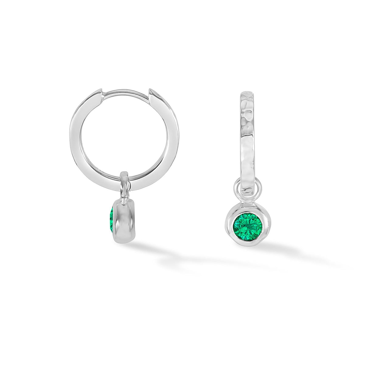Green Garnet Hammered Huggie Hoops