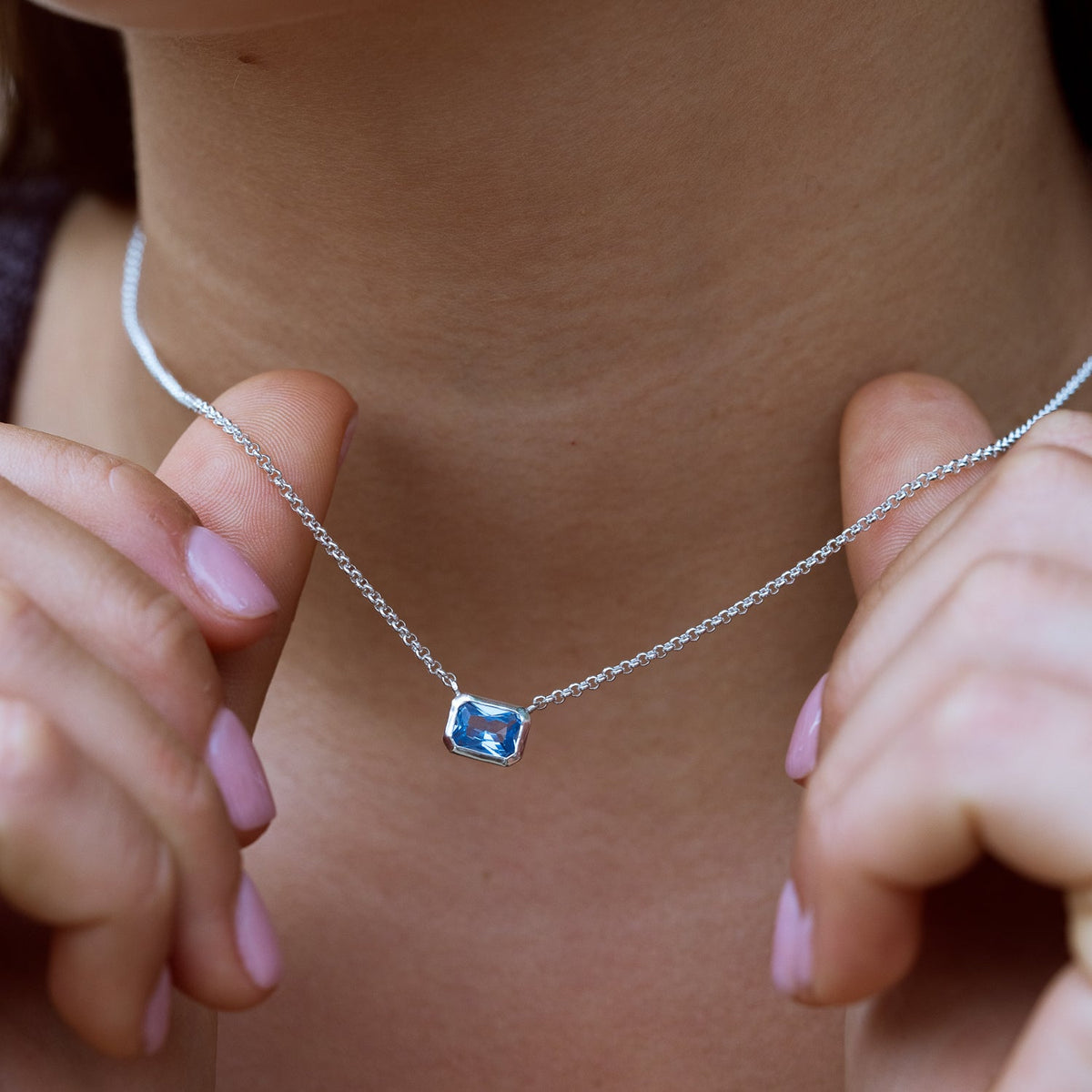 Octagon Blue Topaz Tutti Frutti Necklace