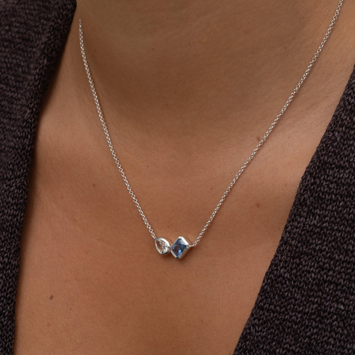 Blue & White Topaz Duo Tutti Frutti Necklace