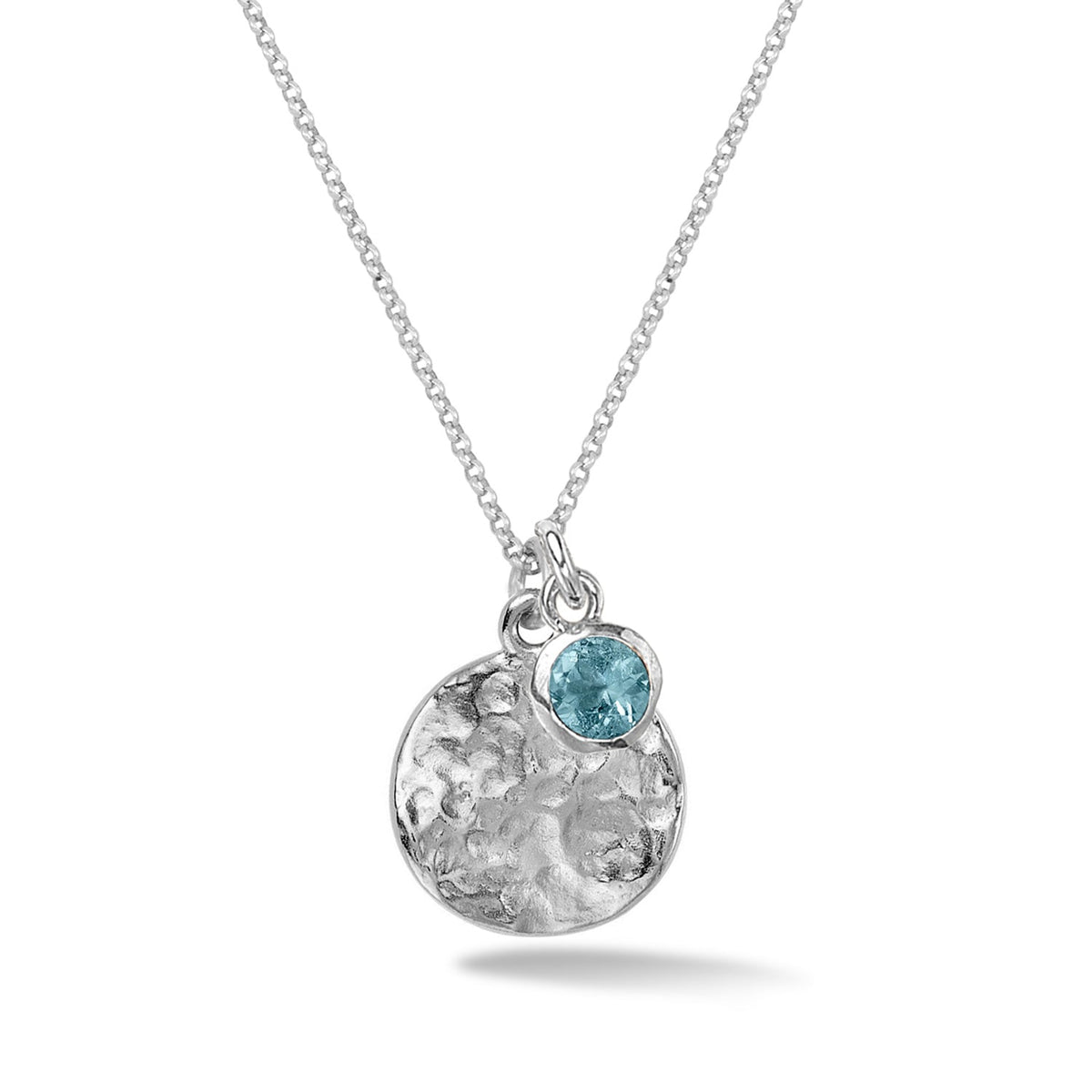 Men's Disc & 5mm Blue Topaz Array Pendant