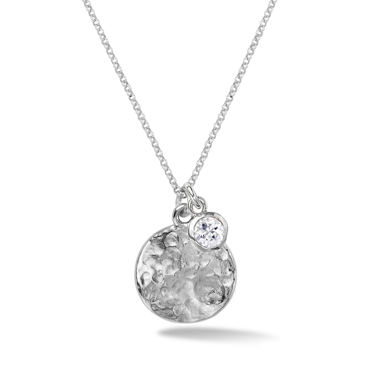 Men's Disc & 5mm White Topaz Array Pendant