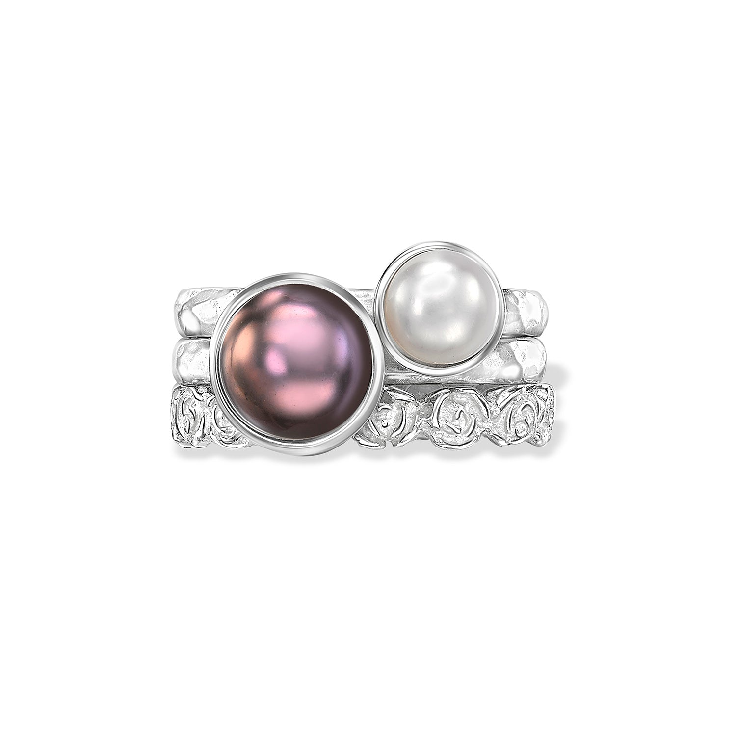 Rosey Pearl Twinkle Stacking Rings
