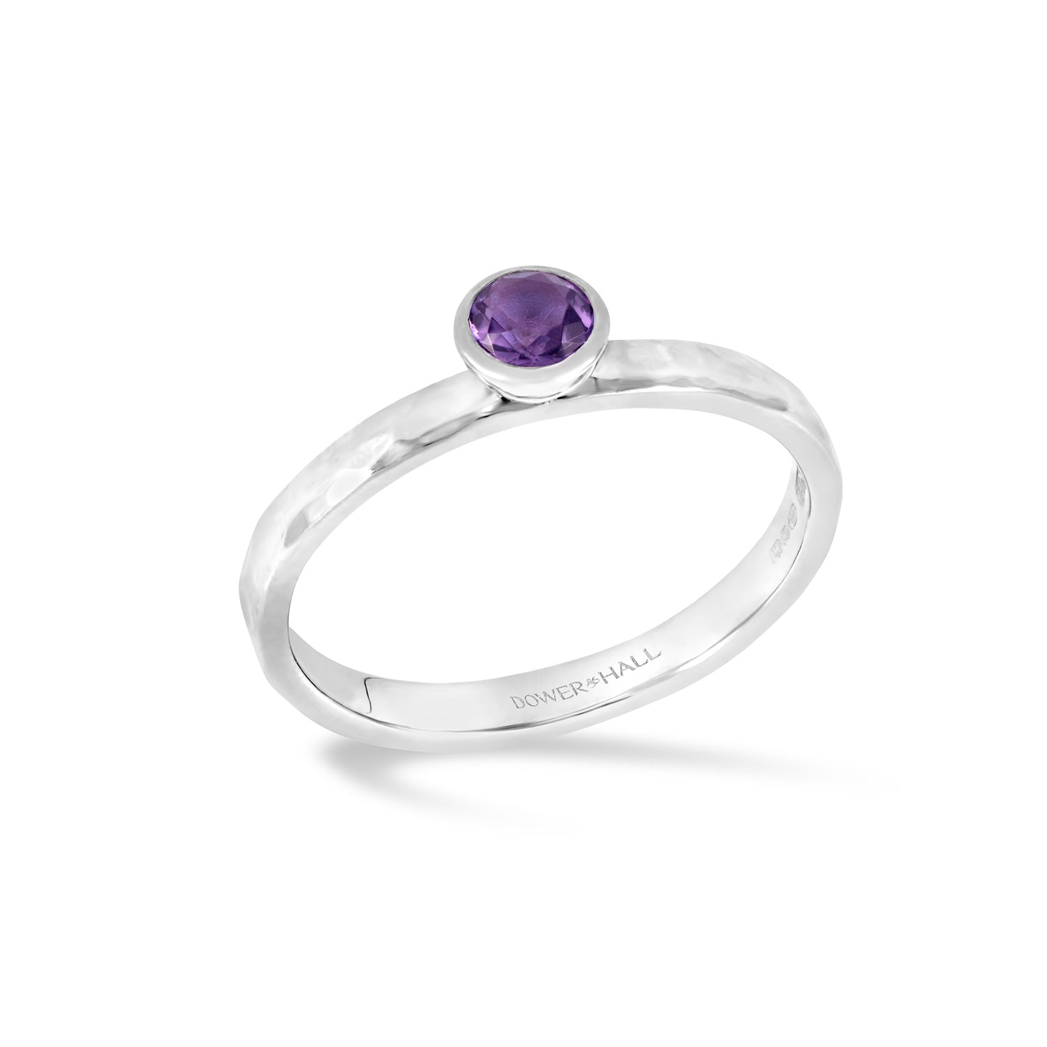 4mm Amethyst Hammered Twinkle Ring