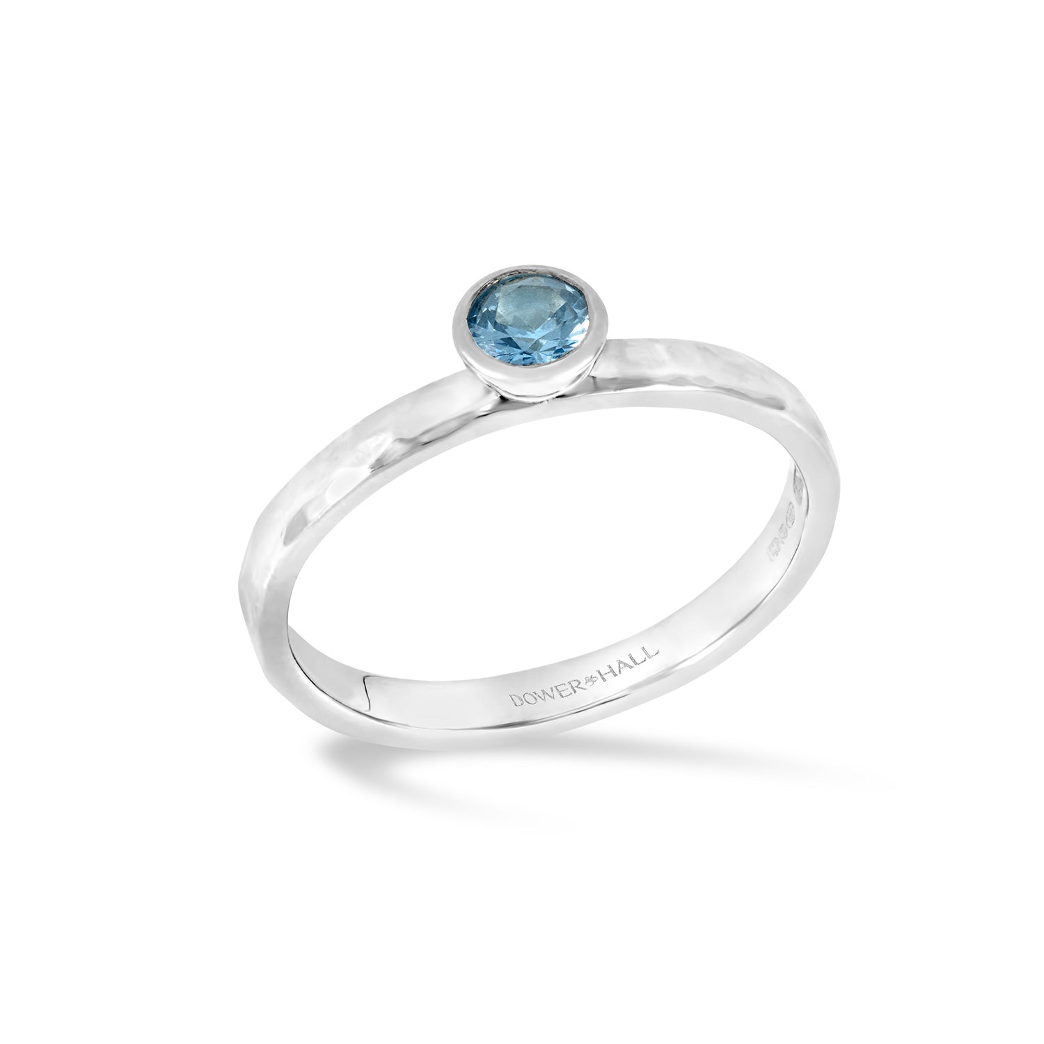 4mm Blue Topaz Hammered Twinkle Ring