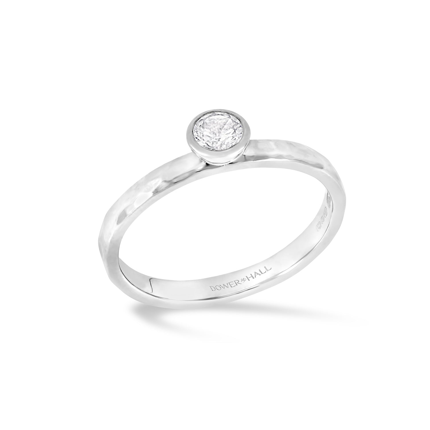 4mm White Topaz Hammered Twinkle Ring