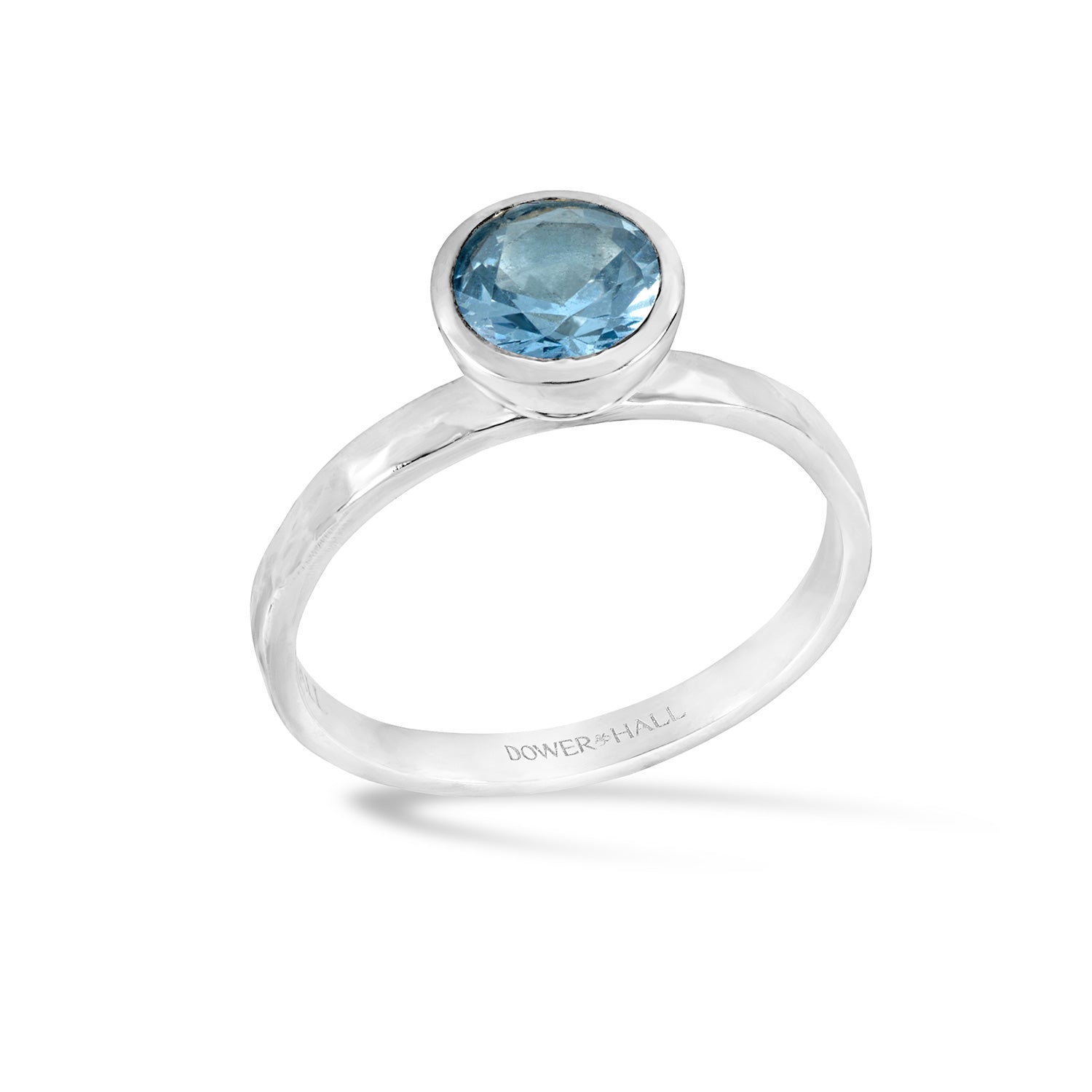 6mm Blue Topaz Hammered Twinkle Ring