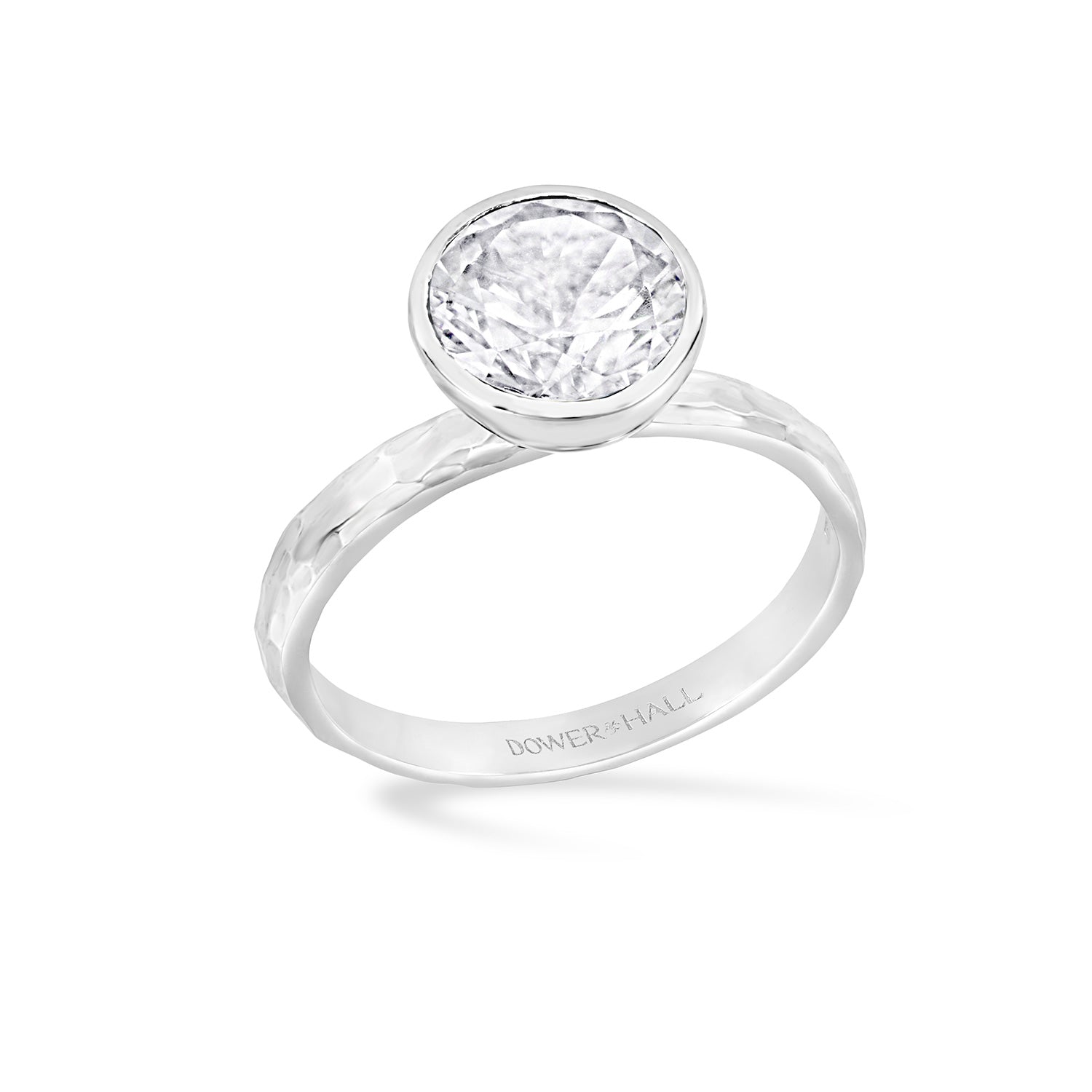 8mm White Topaz Hammered Twinkle Ring