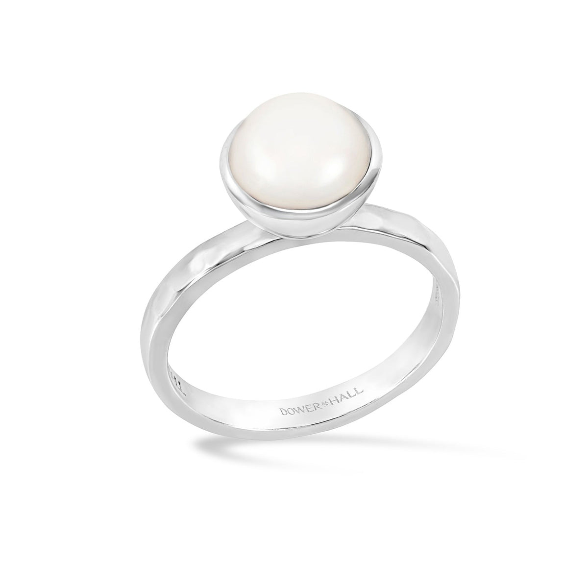 8mm White Pearl Hammered Twinkle™ Ring