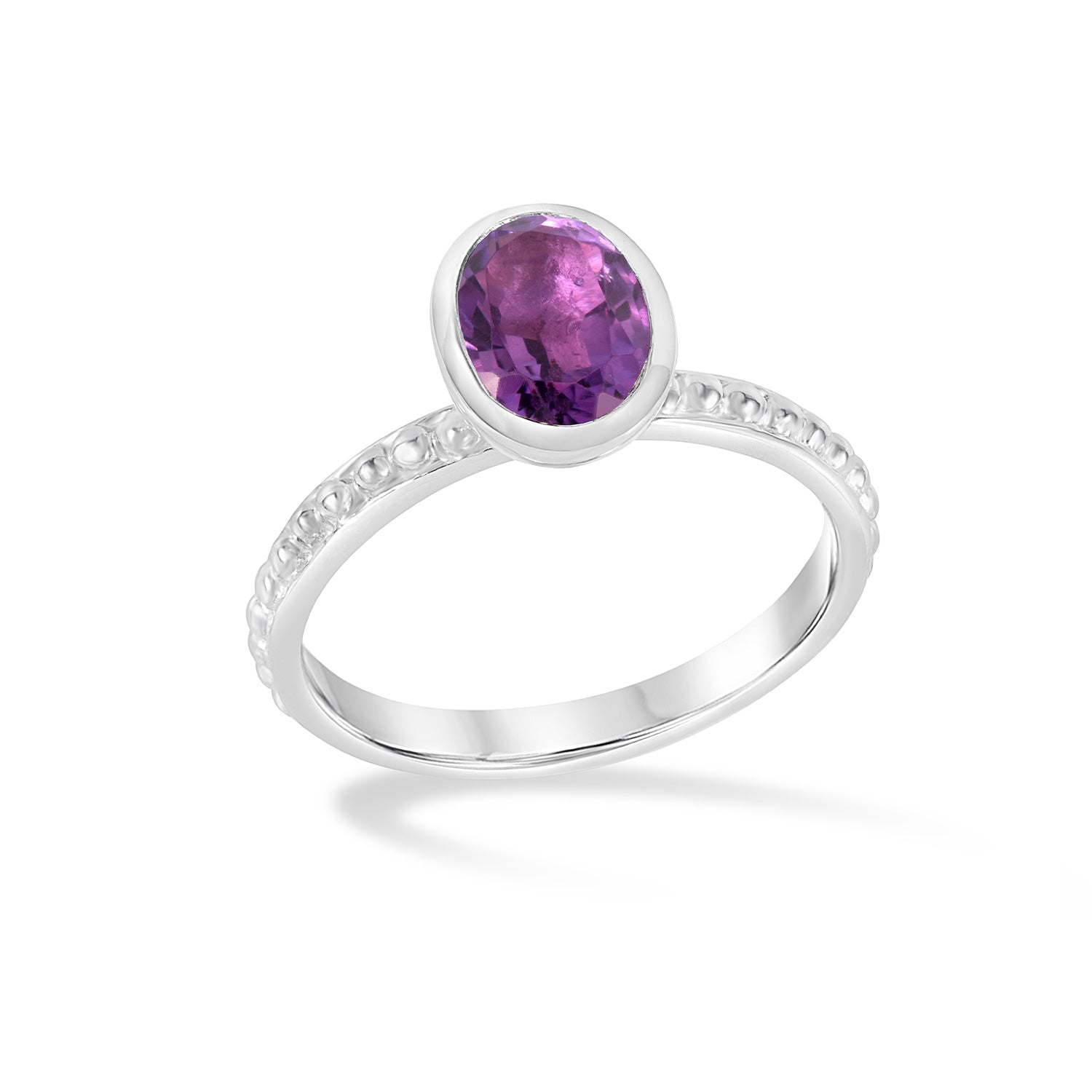 Amethyst Oval Granular Dotty Twinkle Ring