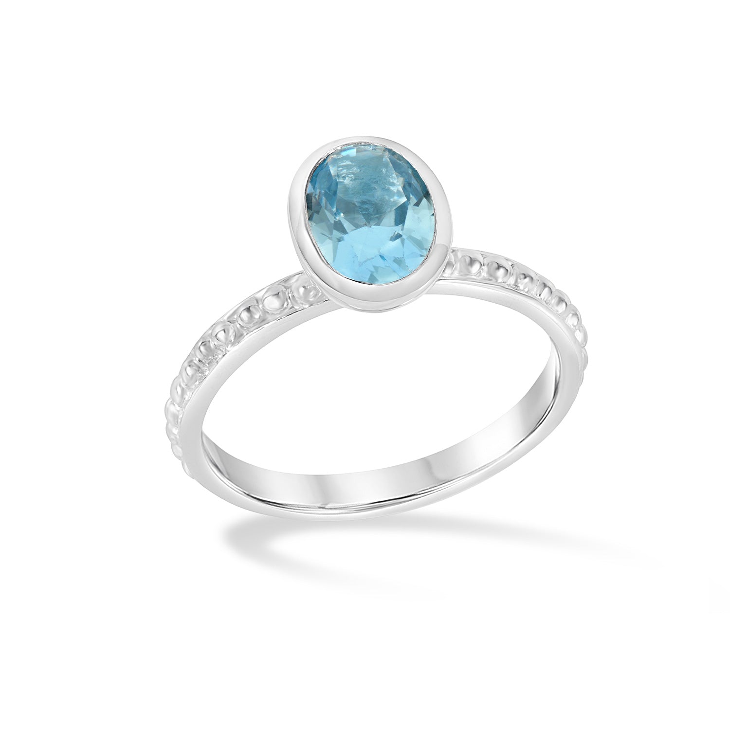 Blue Topaz Oval Granular Dotty Twinkle Ring