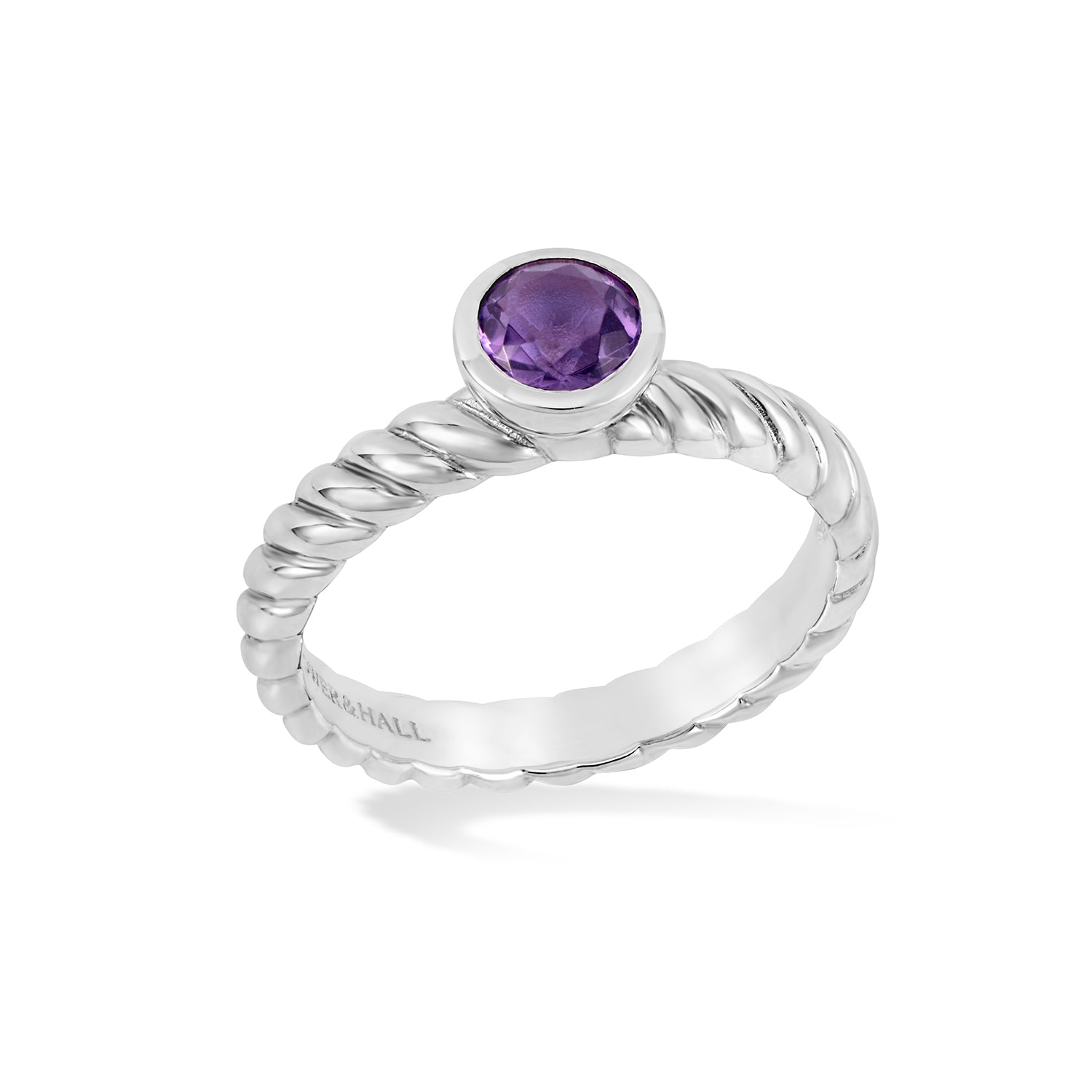 5mm Amethyst Twist Twinkle Ring