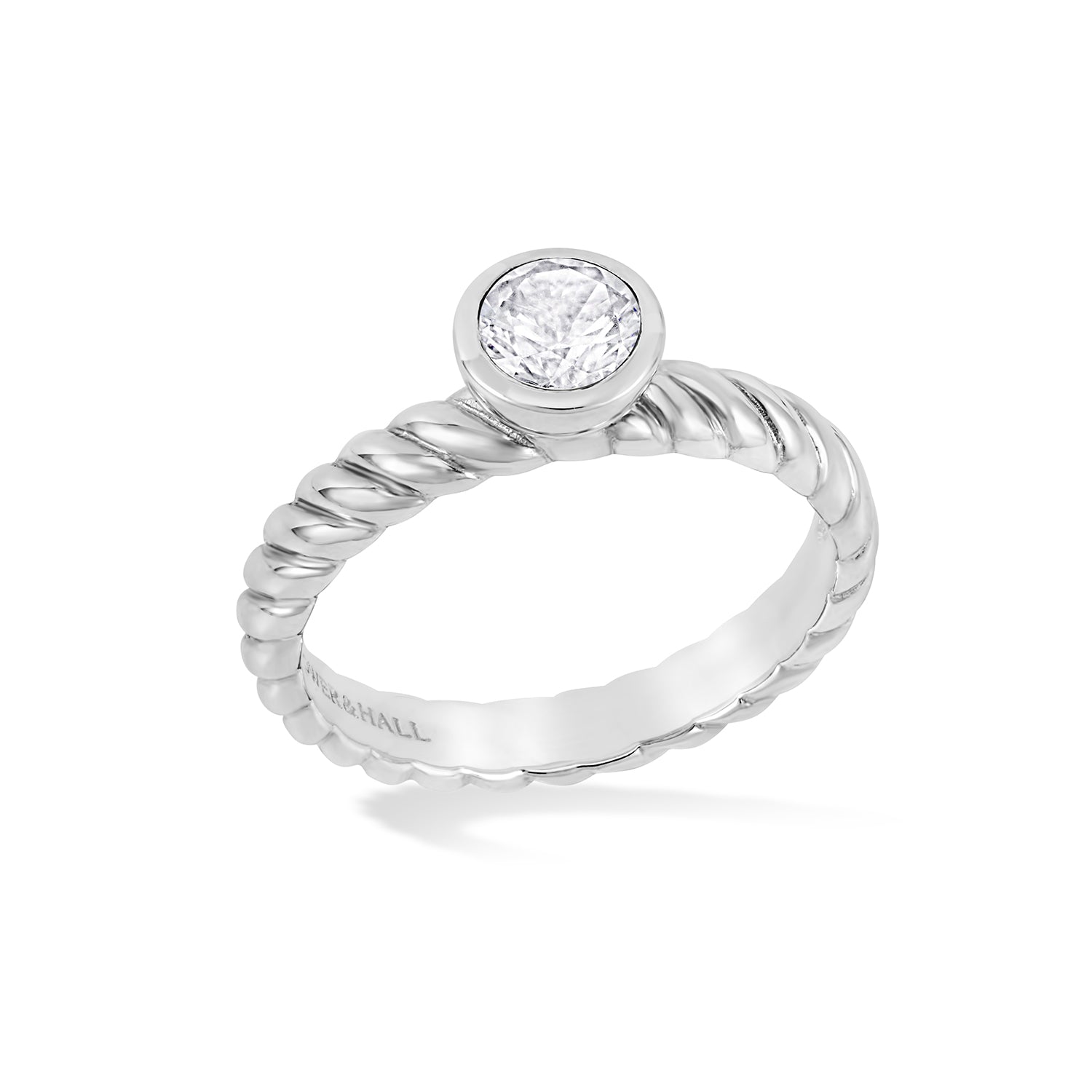 5mm White Topaz Twist Twinkle Ring