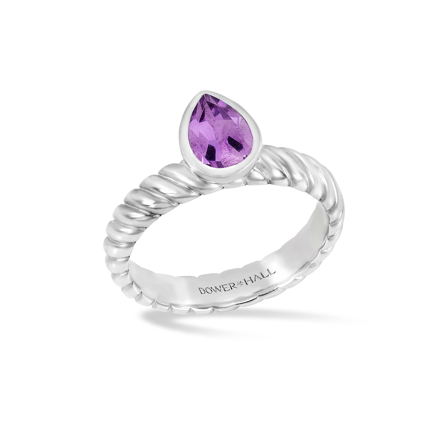 Amethyst Pear Twist Twinkle Ring