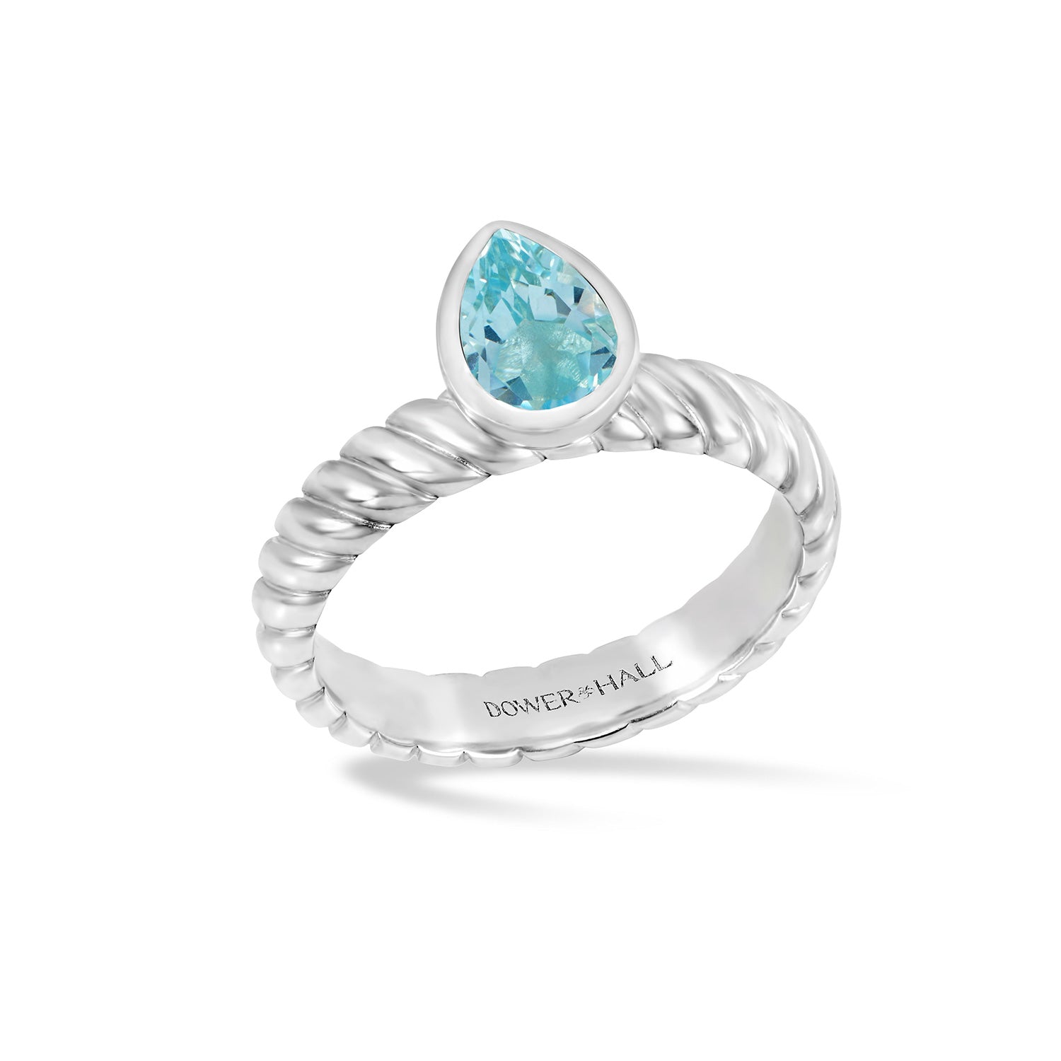 Blue Topaz Pear Twist Twinkle Ring