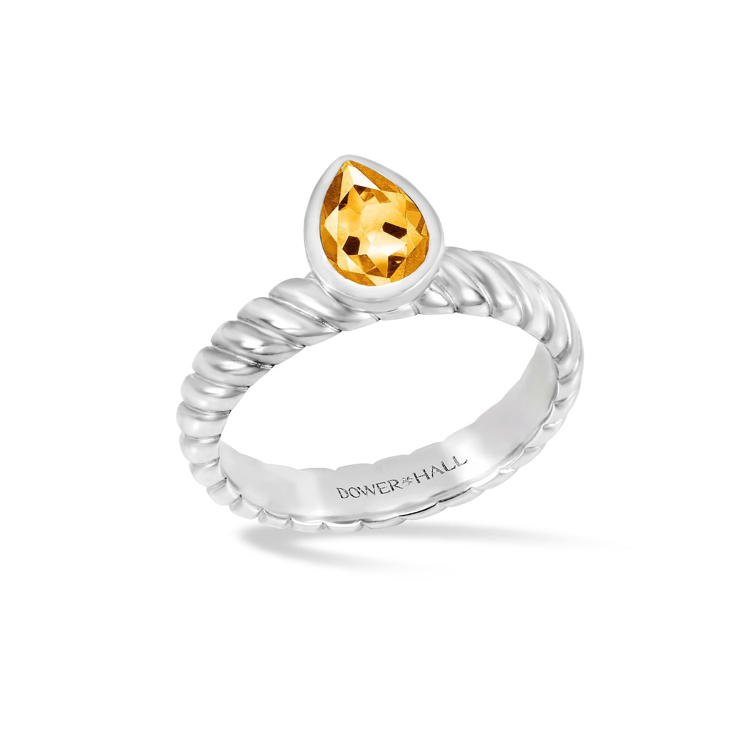 Citrine Pear Twist Twinkle Ring