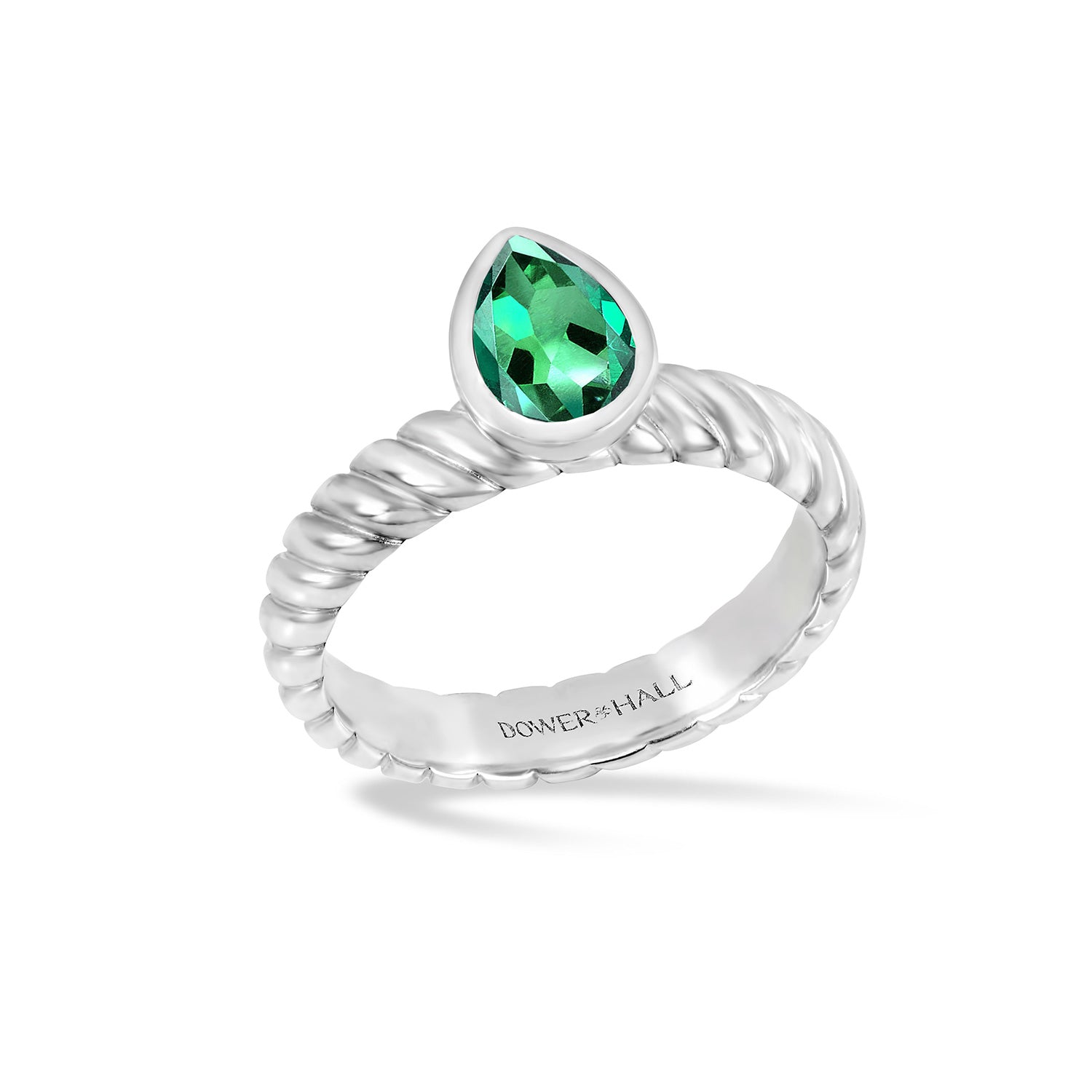 Green Garnet Pear Twist Twinkle Ring
