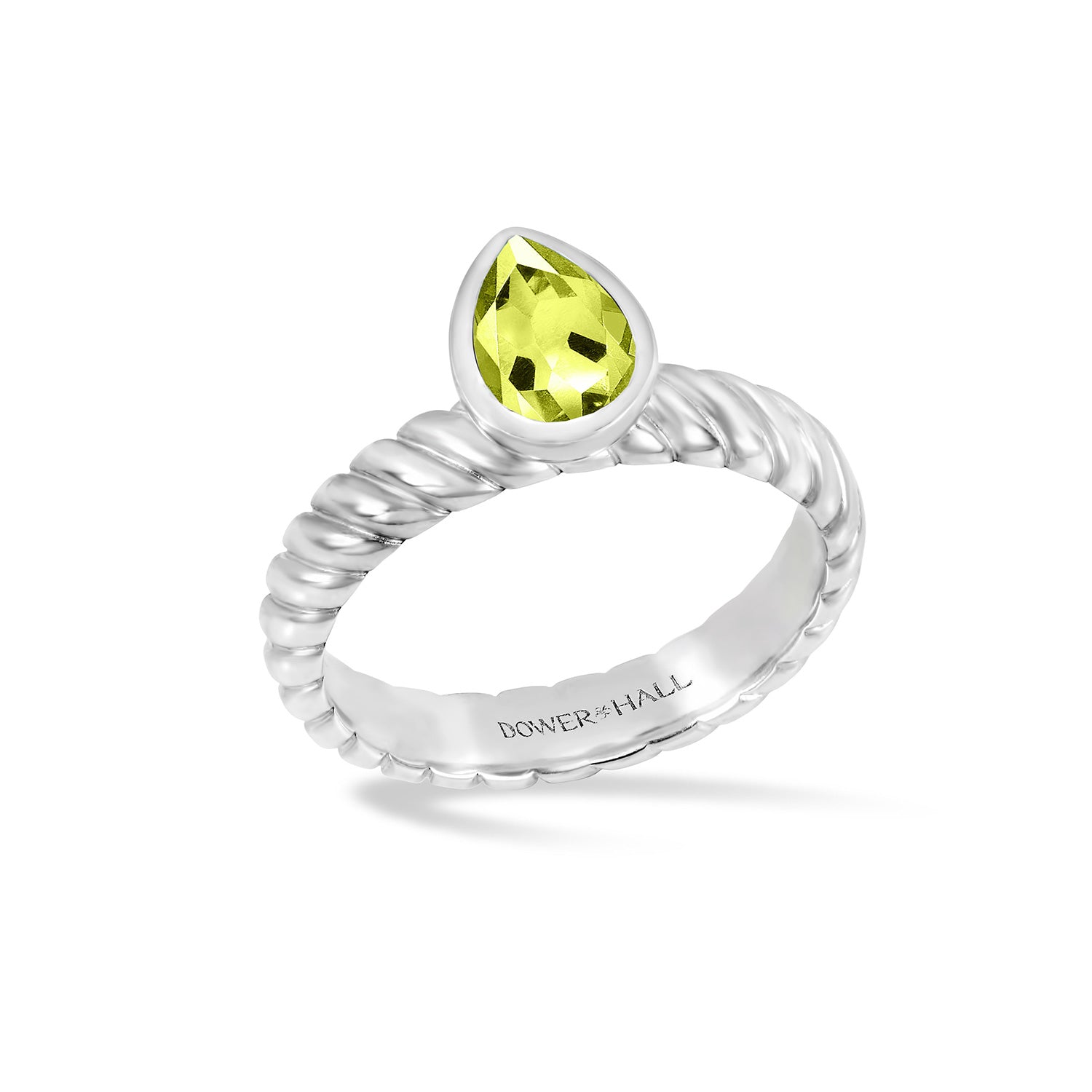 Peridot Pear Twist Twinkle Ring