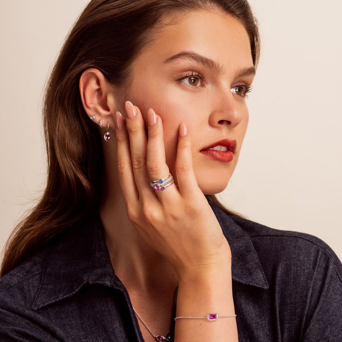 Pink Topaz Pear Twist Twinkle™ Ring