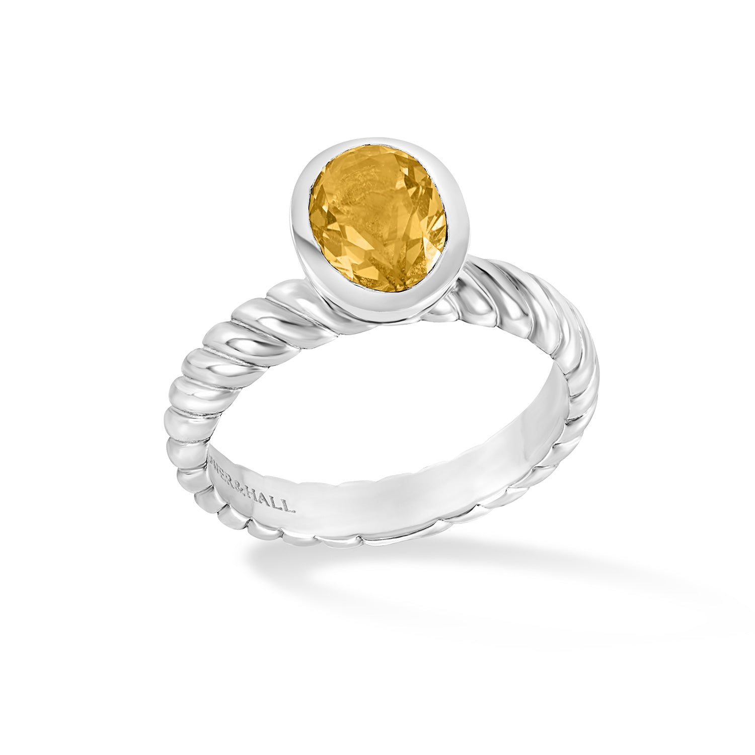 Oval Citrine Twist Twinkle Ring