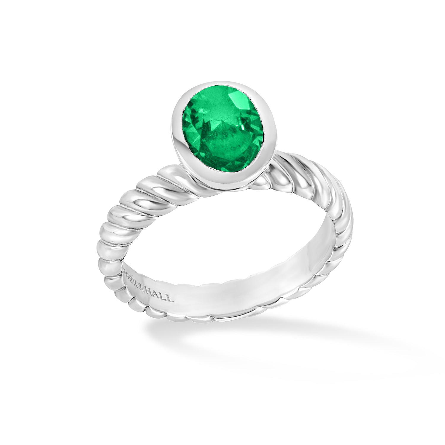 Oval Green Garnet Twist Twinkle Ring