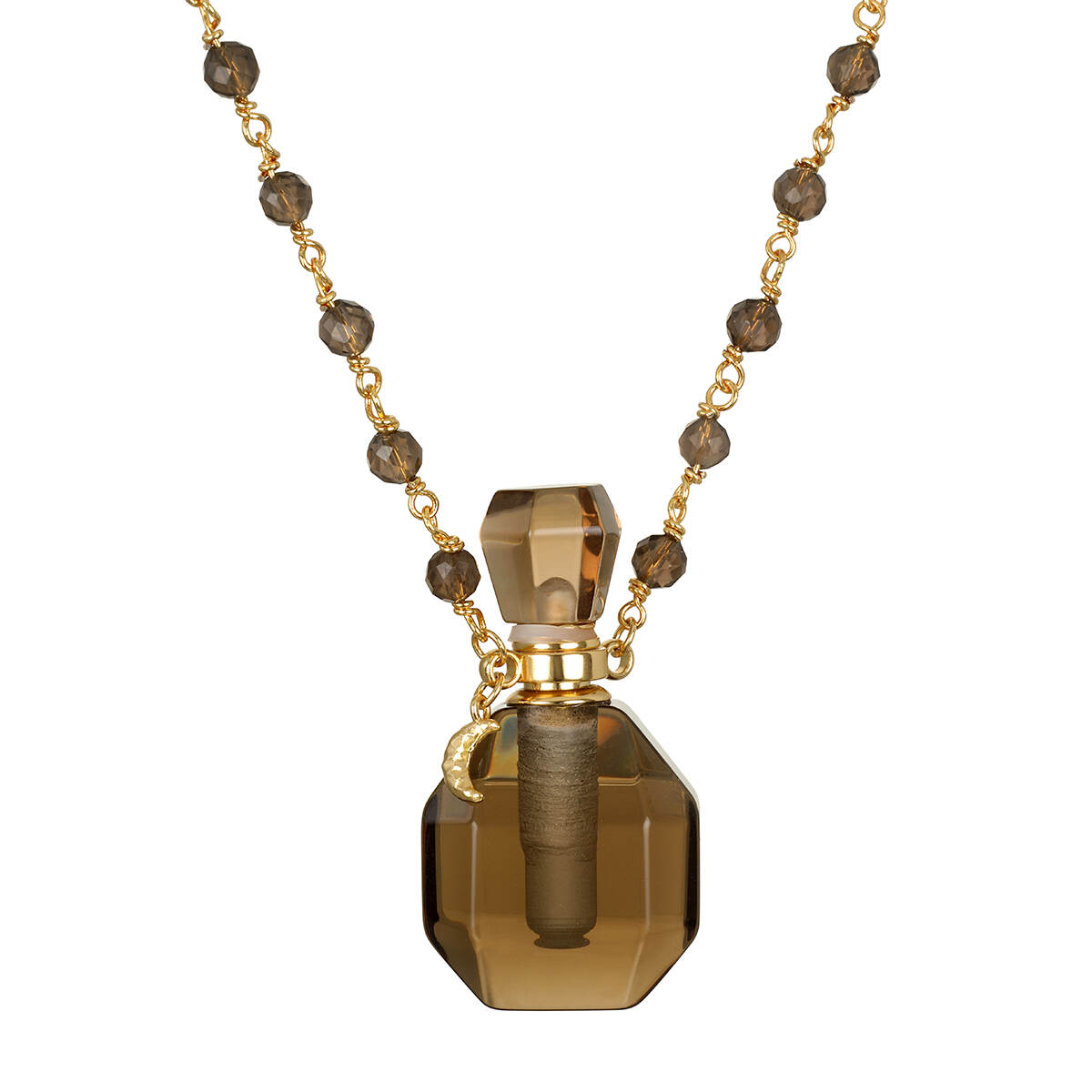 Taryn Truly Carry Peace Smoky Quartz Bottle Necklace