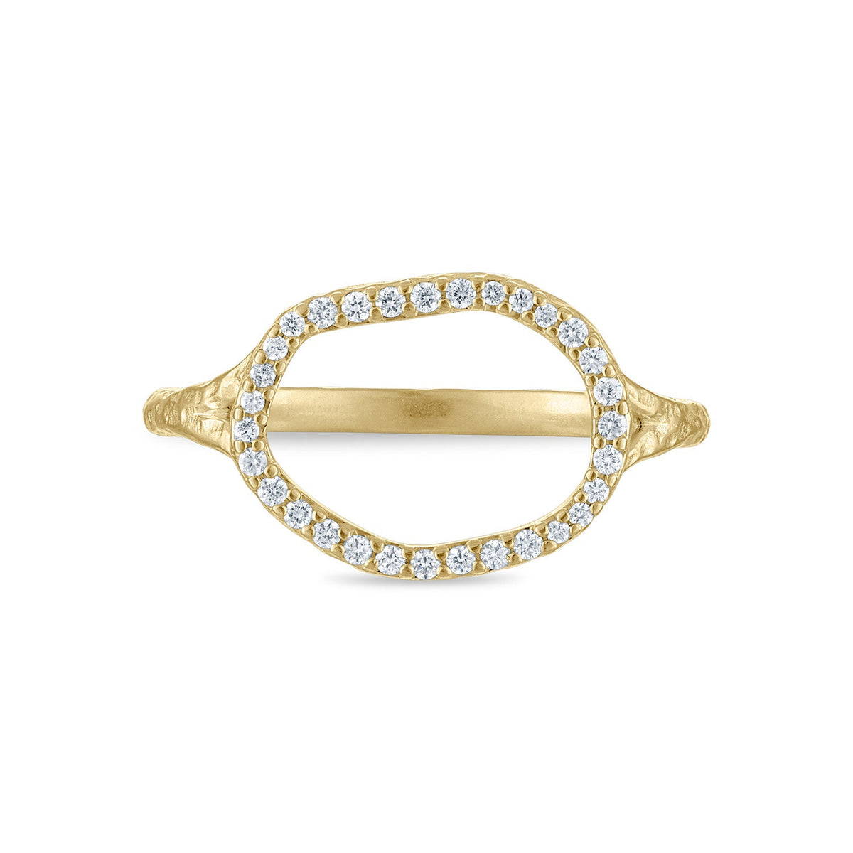 Teatro Gold East-West Oval Ring with Pavé Diamonds