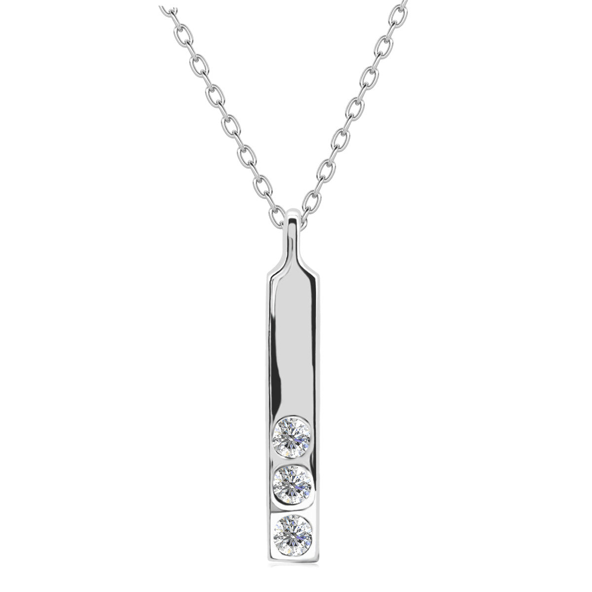 Tessa 18k White Gold Plated Bar Necklace with Swarovski Crystals