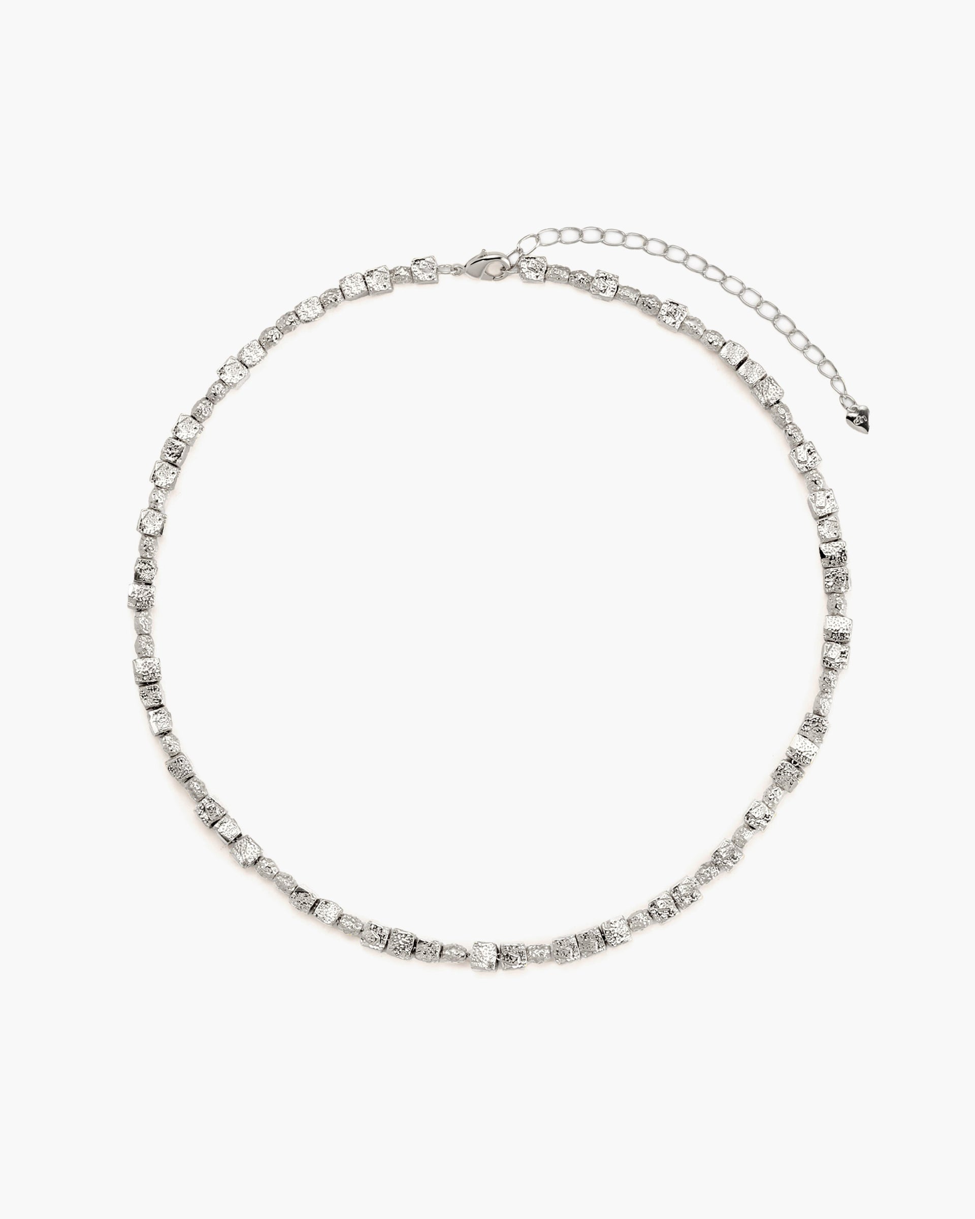 Textured Square Necklace in Silver