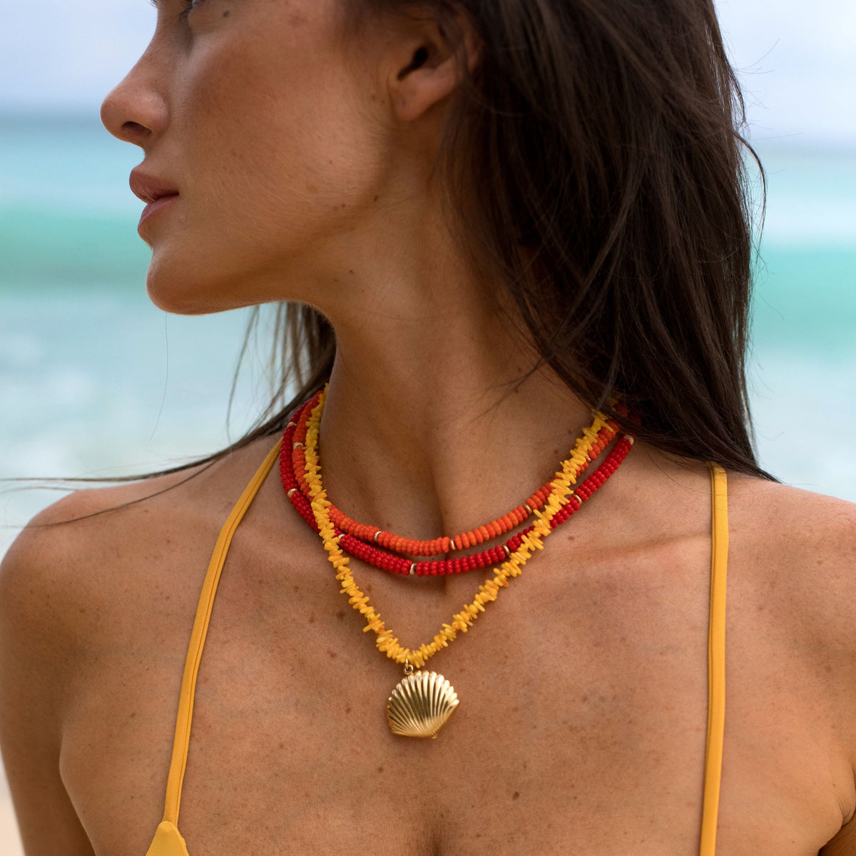 Vintage Flower Child Necklace - Orange