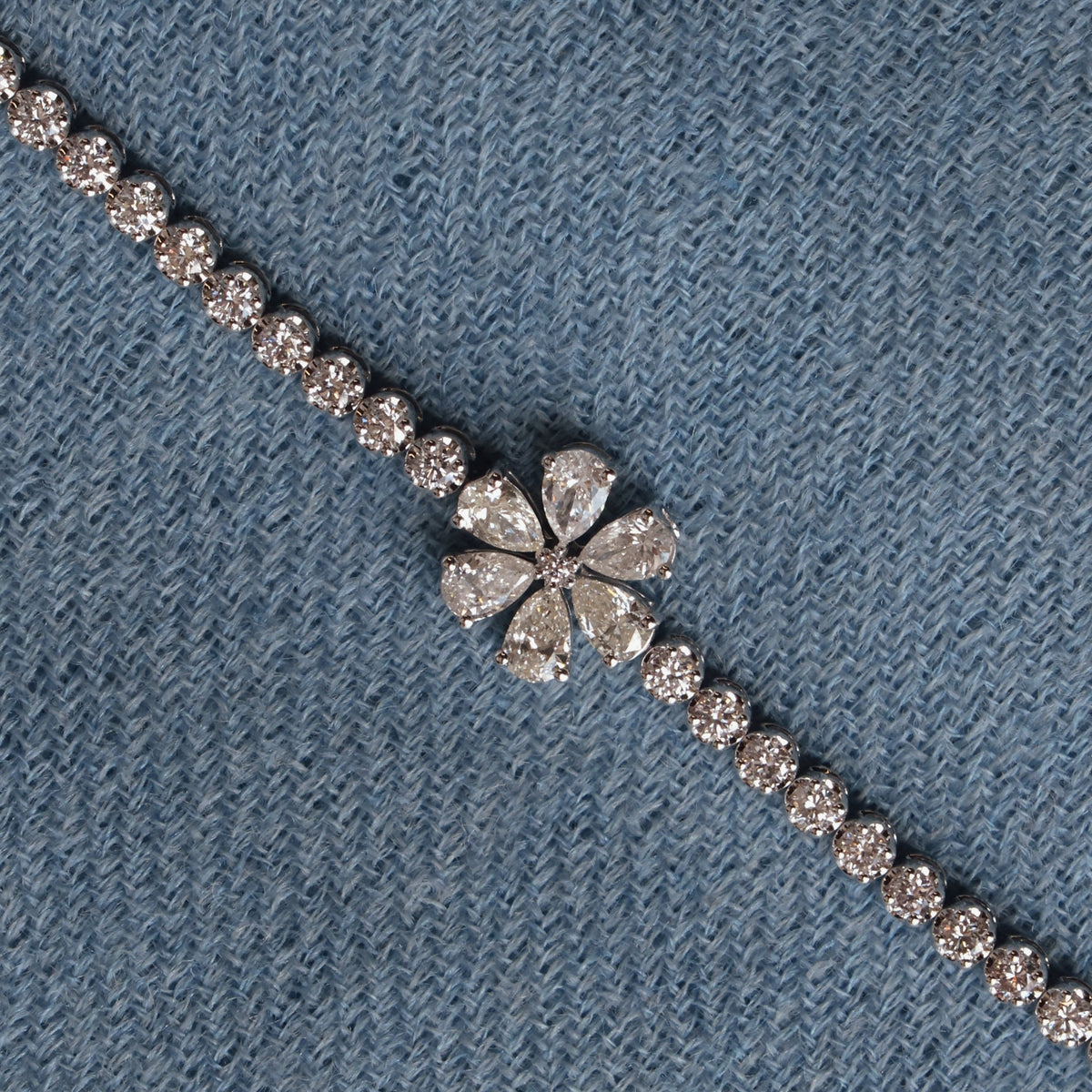 Gold Flower Tennis Bracelet