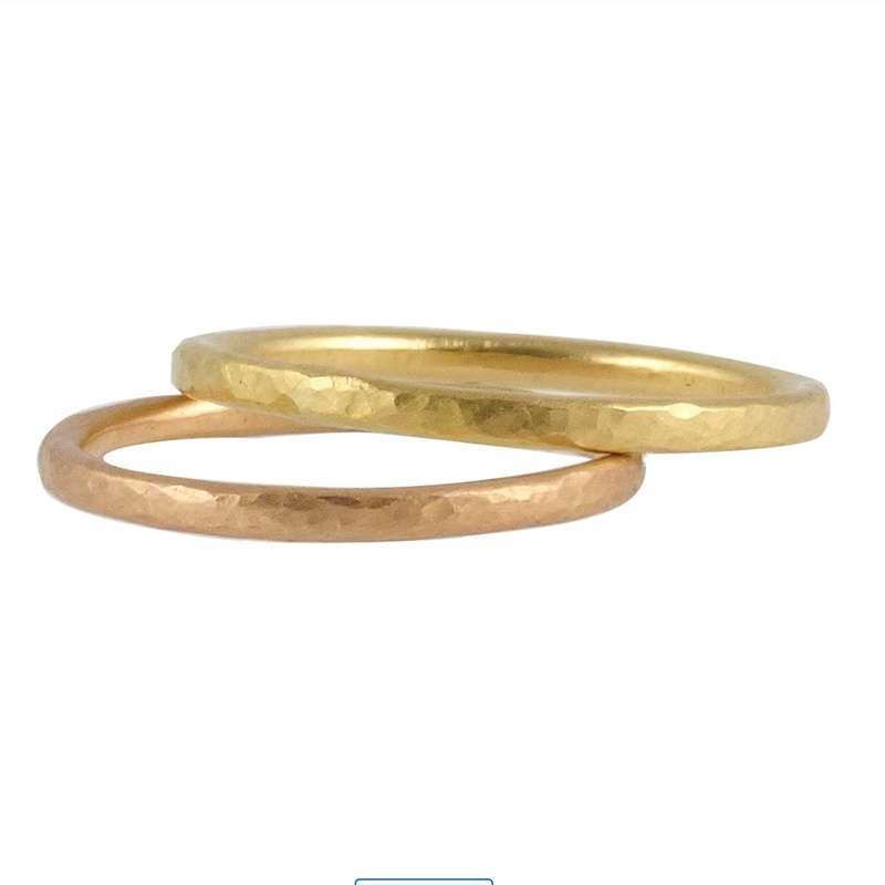 Honey — Delicate Hammered 18ct Fairmined Gold Wedding Band