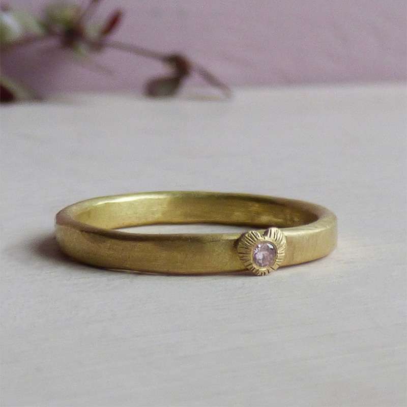 Posy — Pink Diamond Wedding Band in 18ct Fairmined Gold
