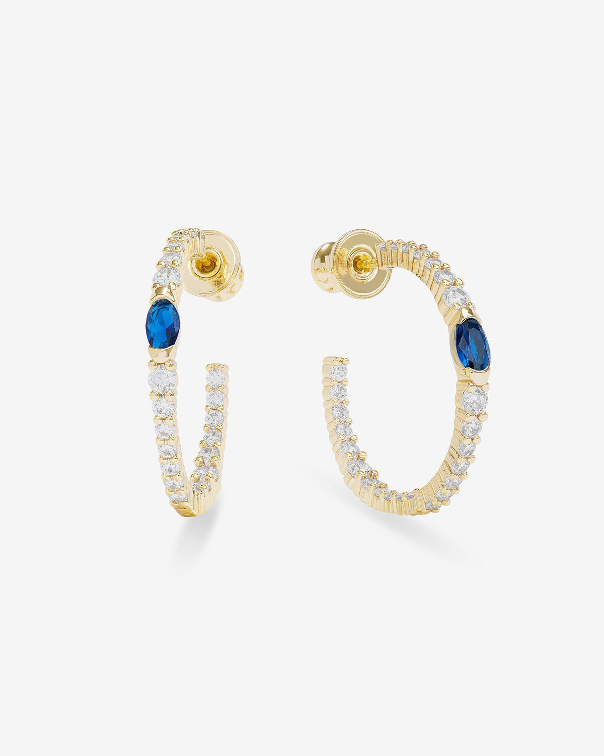 The Maven Hoops 1" - Gold|Blue Sapphire