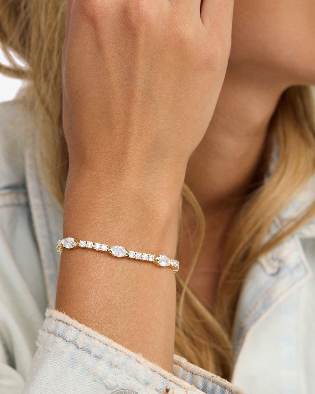The Maven Tennis Bracelet 3mm - Gold|White Diamondettes