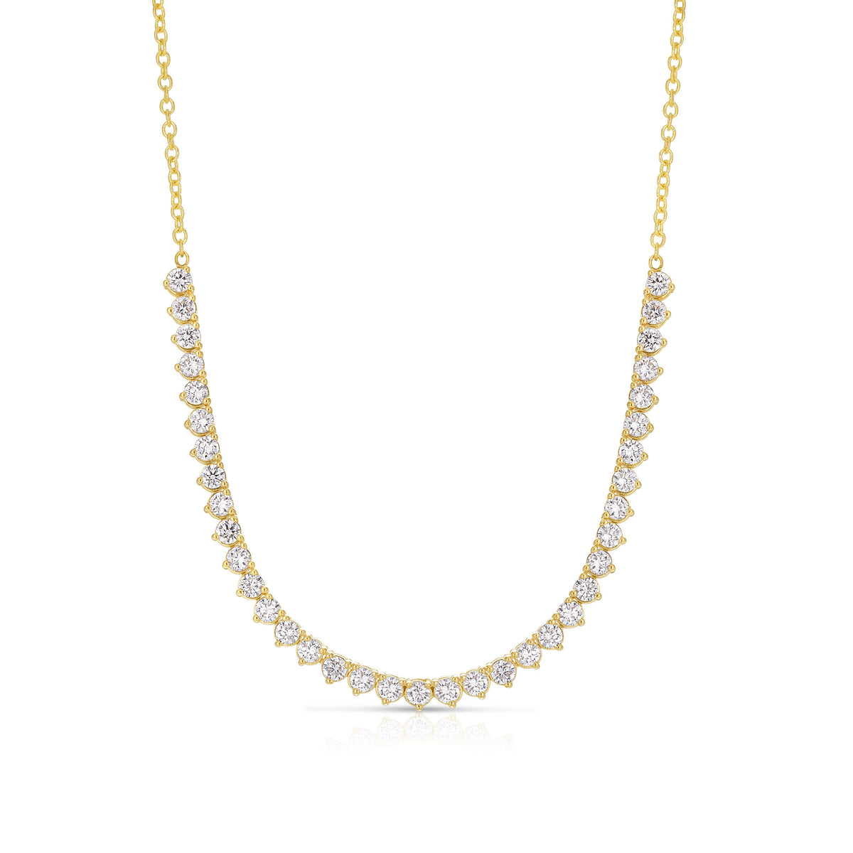 Three Prong Round Lab Diamond Half Tennis Necklace