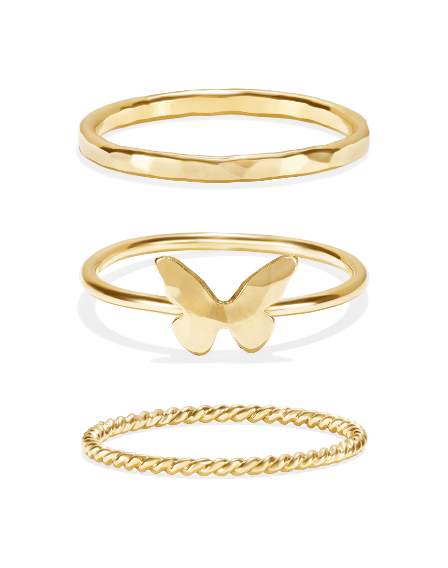 Tiny Butterfly Stacking Ring Set Tiny Butterfly Stacking Ring Set