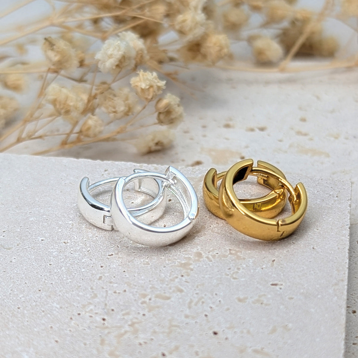 Tiny Wide Huggie Hoop Earrings