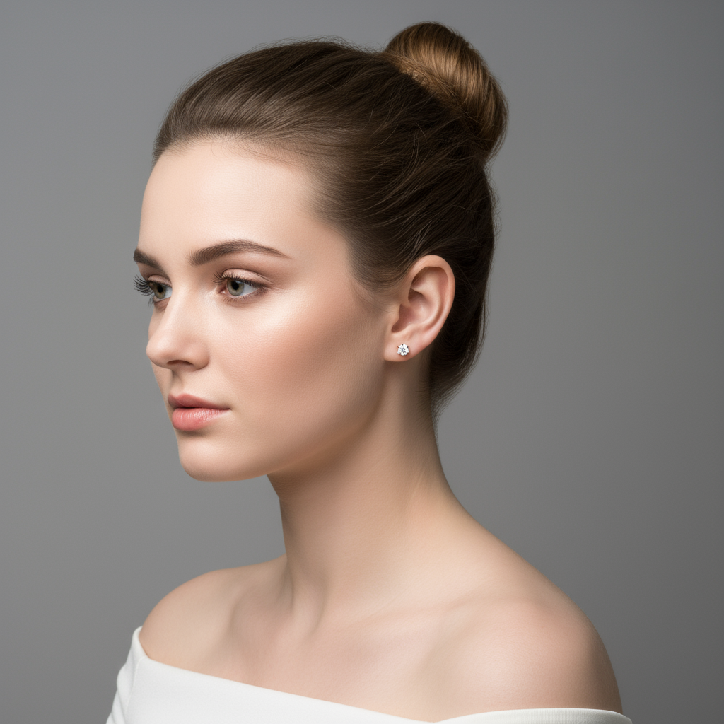 14k solid Rose Gold Radiant-cut Stud Earrings