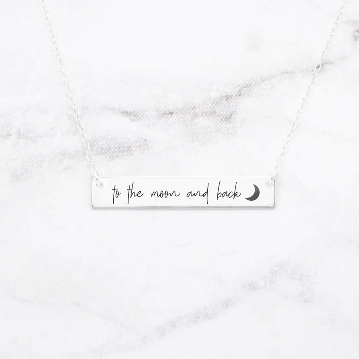 To The Moon And Back Necklace - Gold Quote Bar Necklace