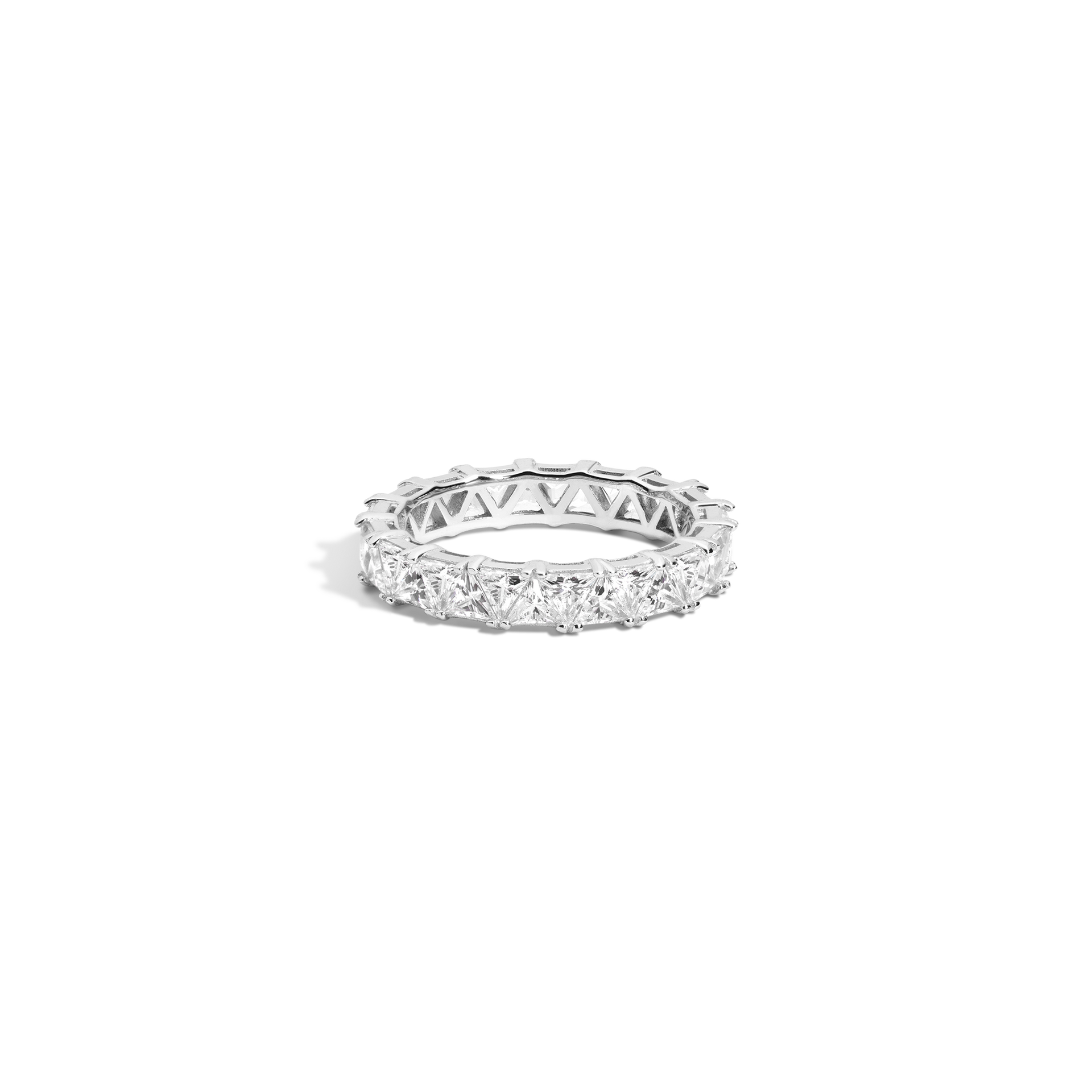 Lab Grown White Sapphire Trillion Eternity Ring