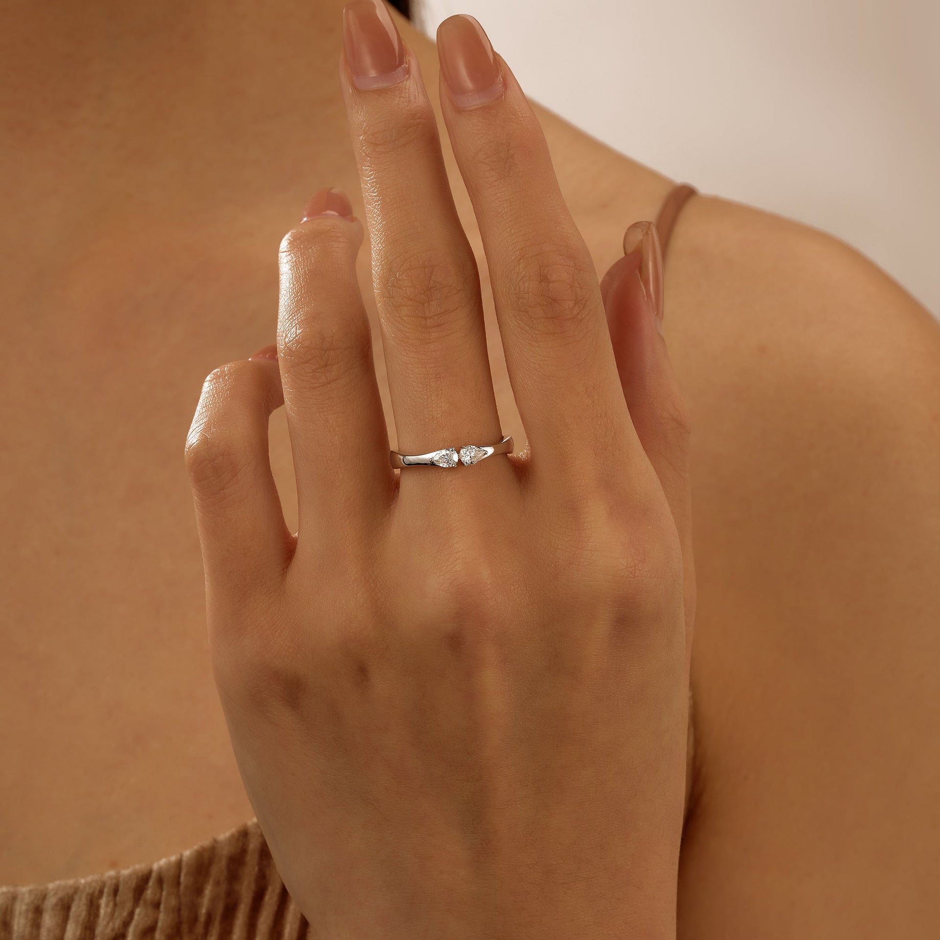 Twin Pear Moissanite Stackable Band