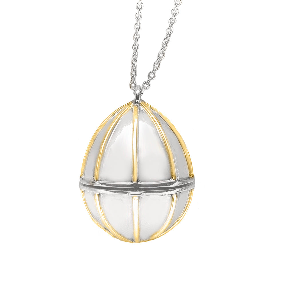 Silver Egg Birthstone Pendant